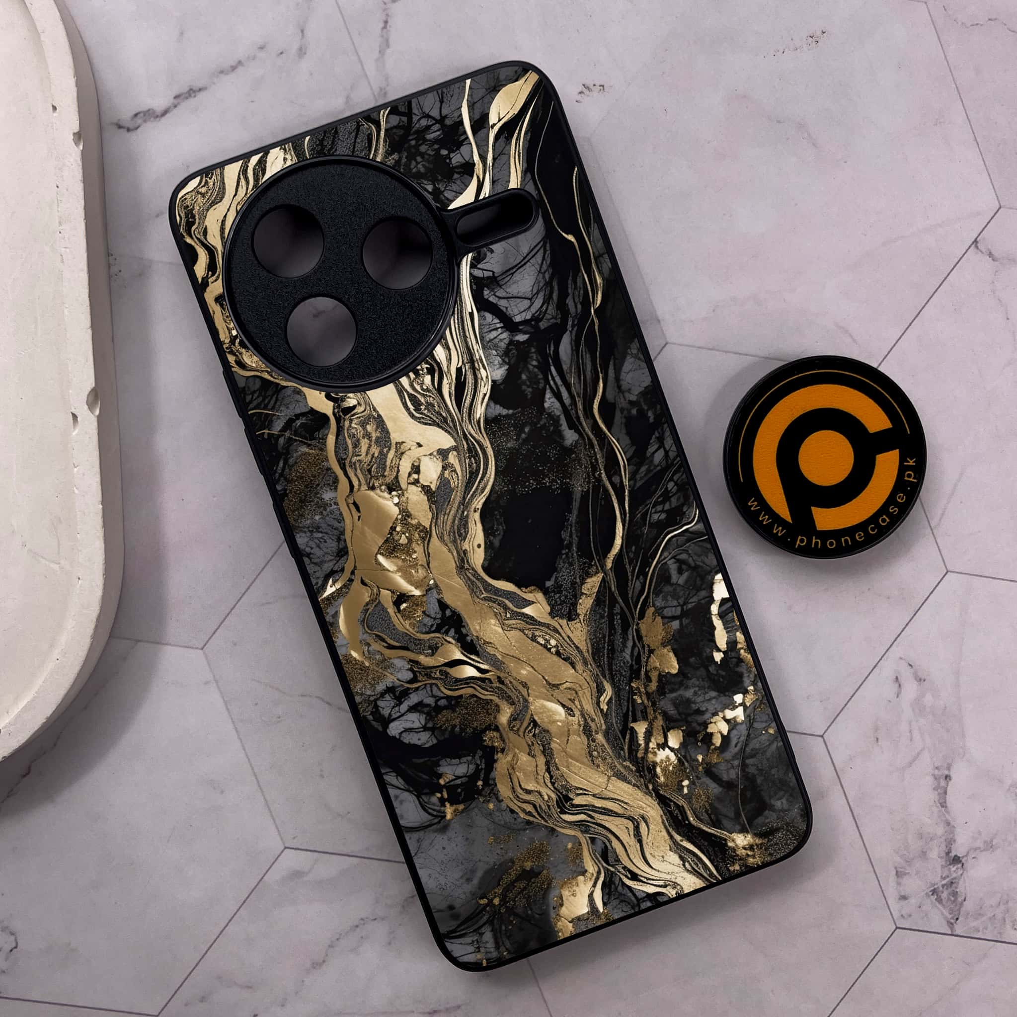 Xiaomi Poco F7 Pro 5G - Liquid Marble Series - Premium Metal Printed soft Bumper shock Proof Case