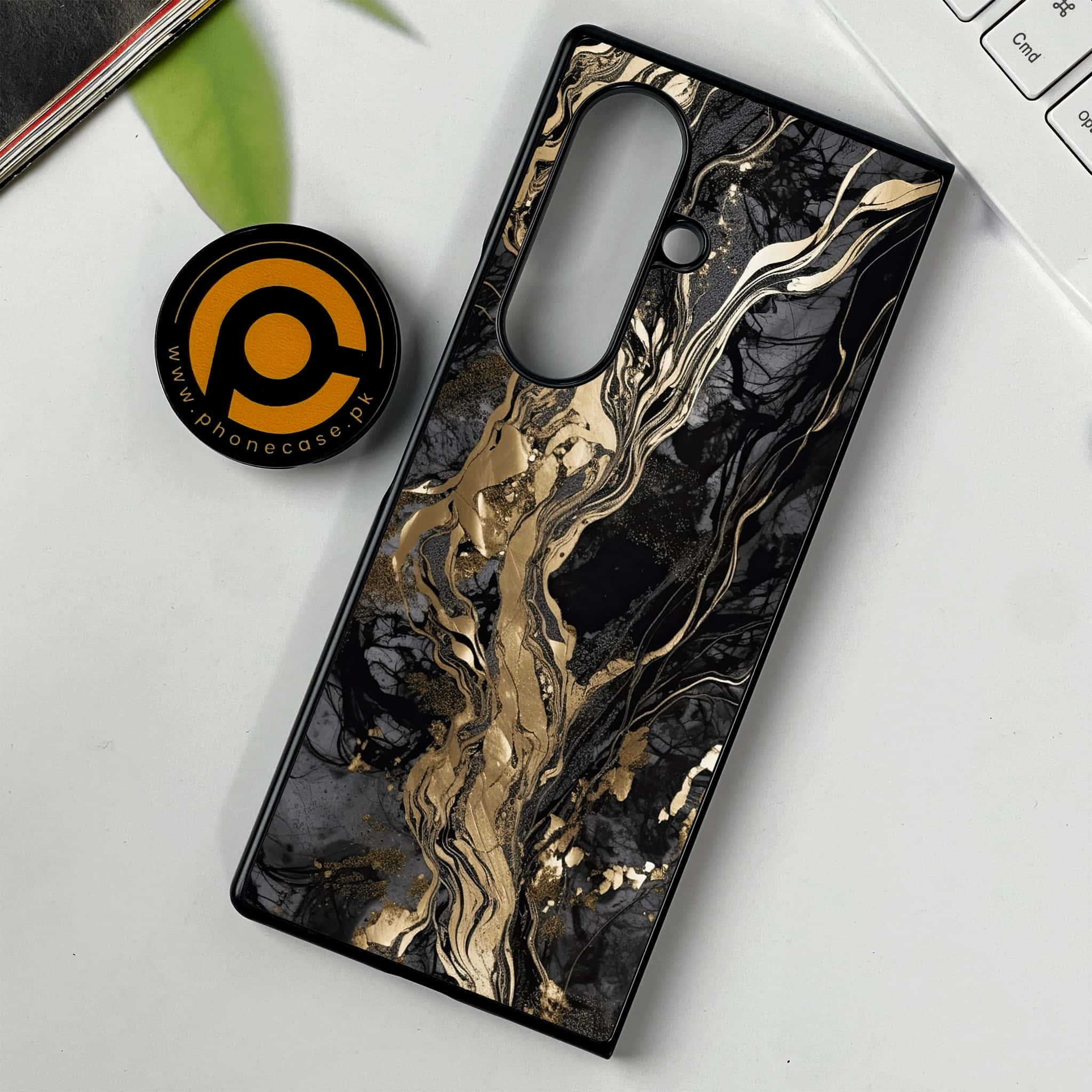 Samsung Galaxy Z Fold 7 - Liquid Marble Series - Premium Metal Printed soft Bumper shock Proof Case