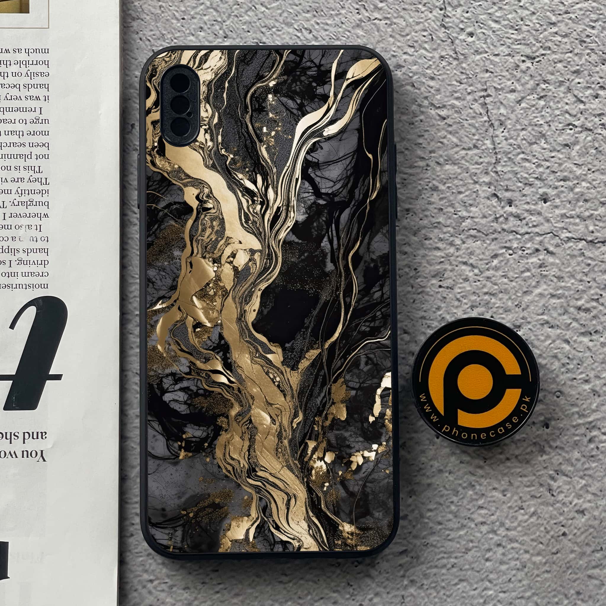 iPhone Xs Max - Liquid Marble Series - Premium Metal Printed soft Bumper shock Proof Case