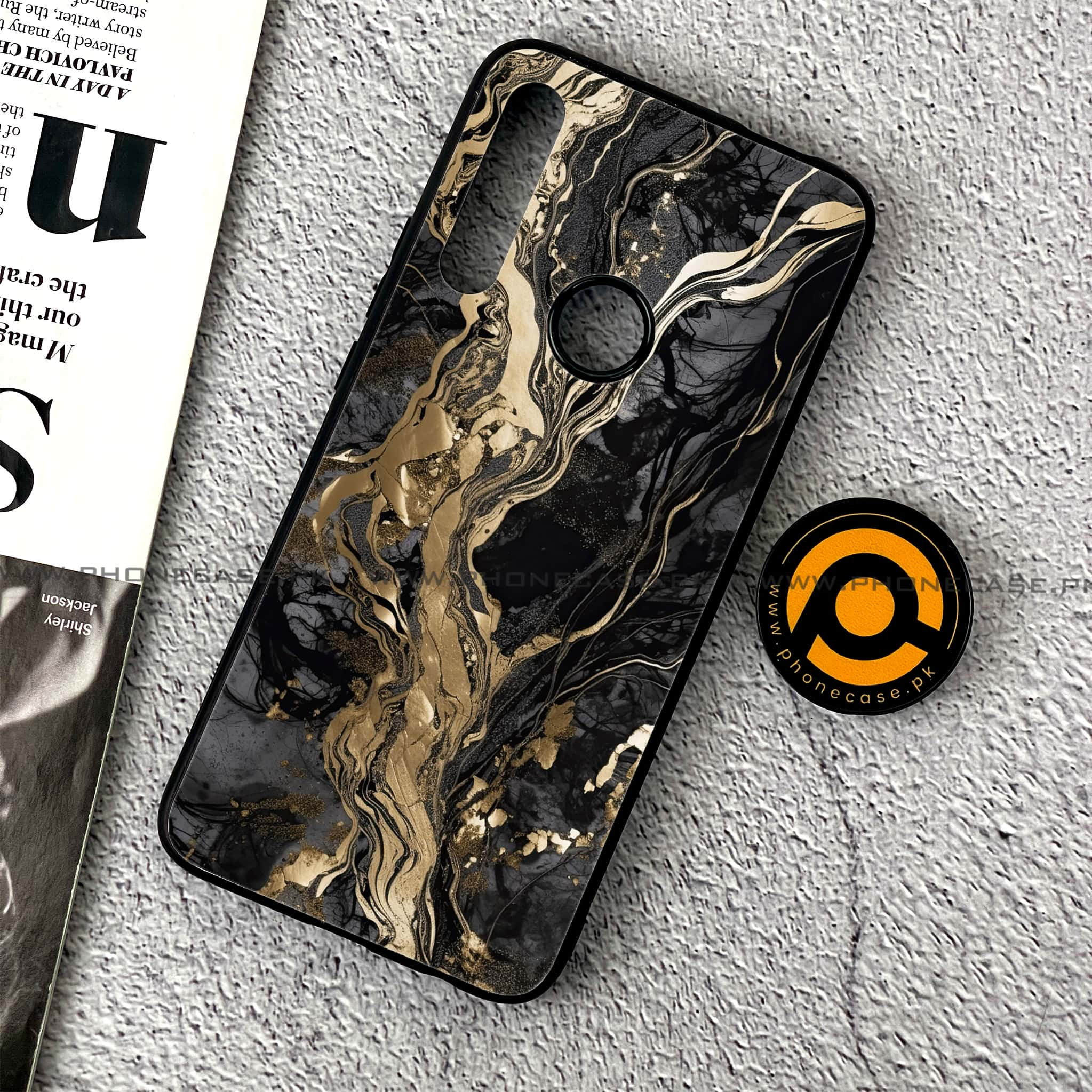 Huawei Y9 Prime (2019) - Liquid Marble Series - Premium Printed Glass soft Bumper shock Proof Case