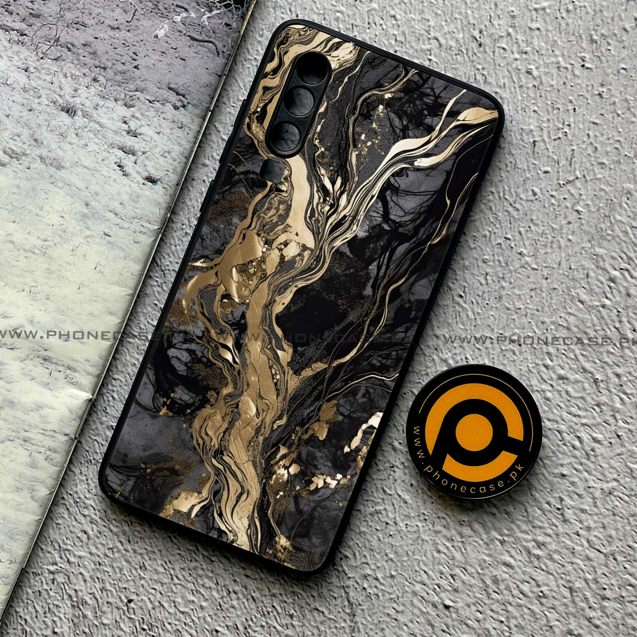 Huawei P30 - Liquid Marble Series - Premium Printed Glass soft Bumper shock Proof Case