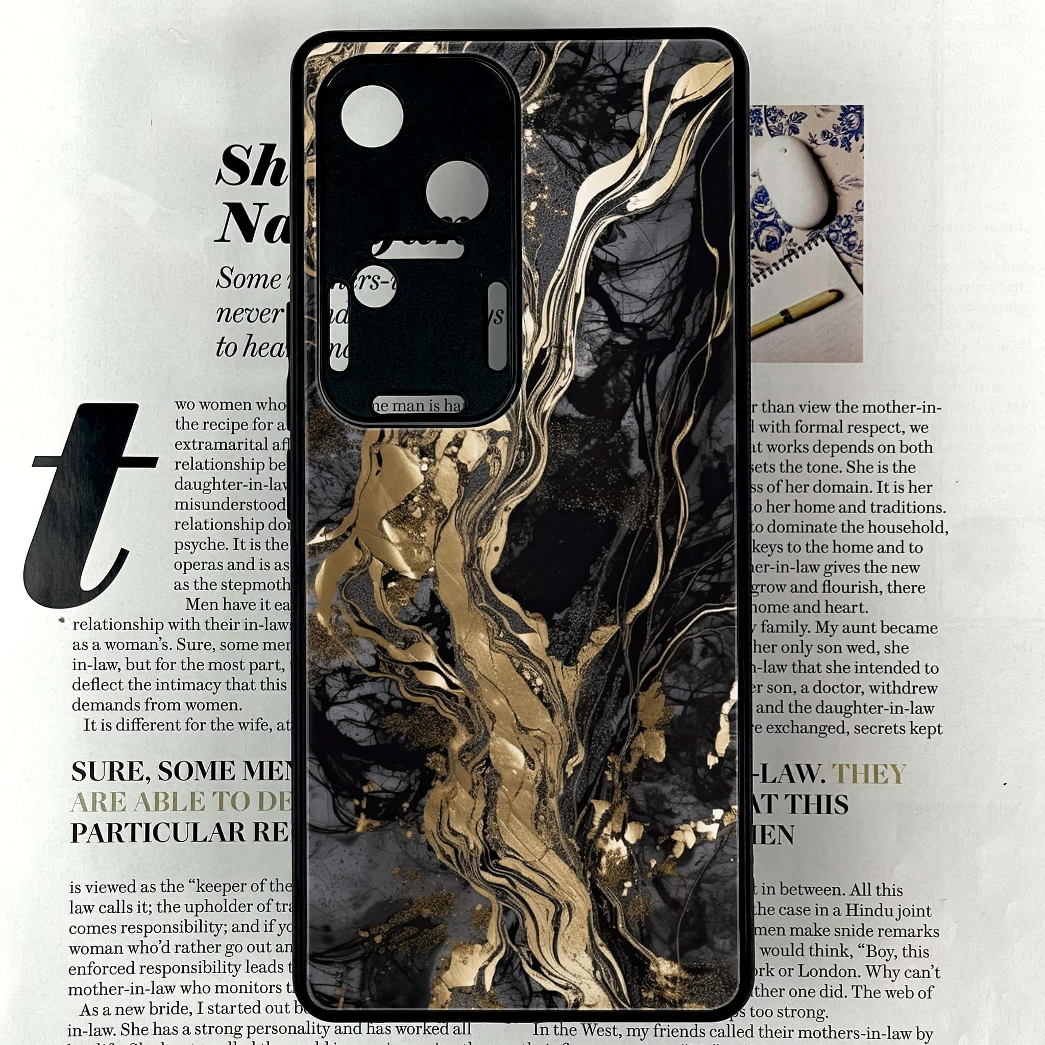 Vivo V30 - Liquid Marble Series - Premium Printed Glass soft Bumper shock Proof Case