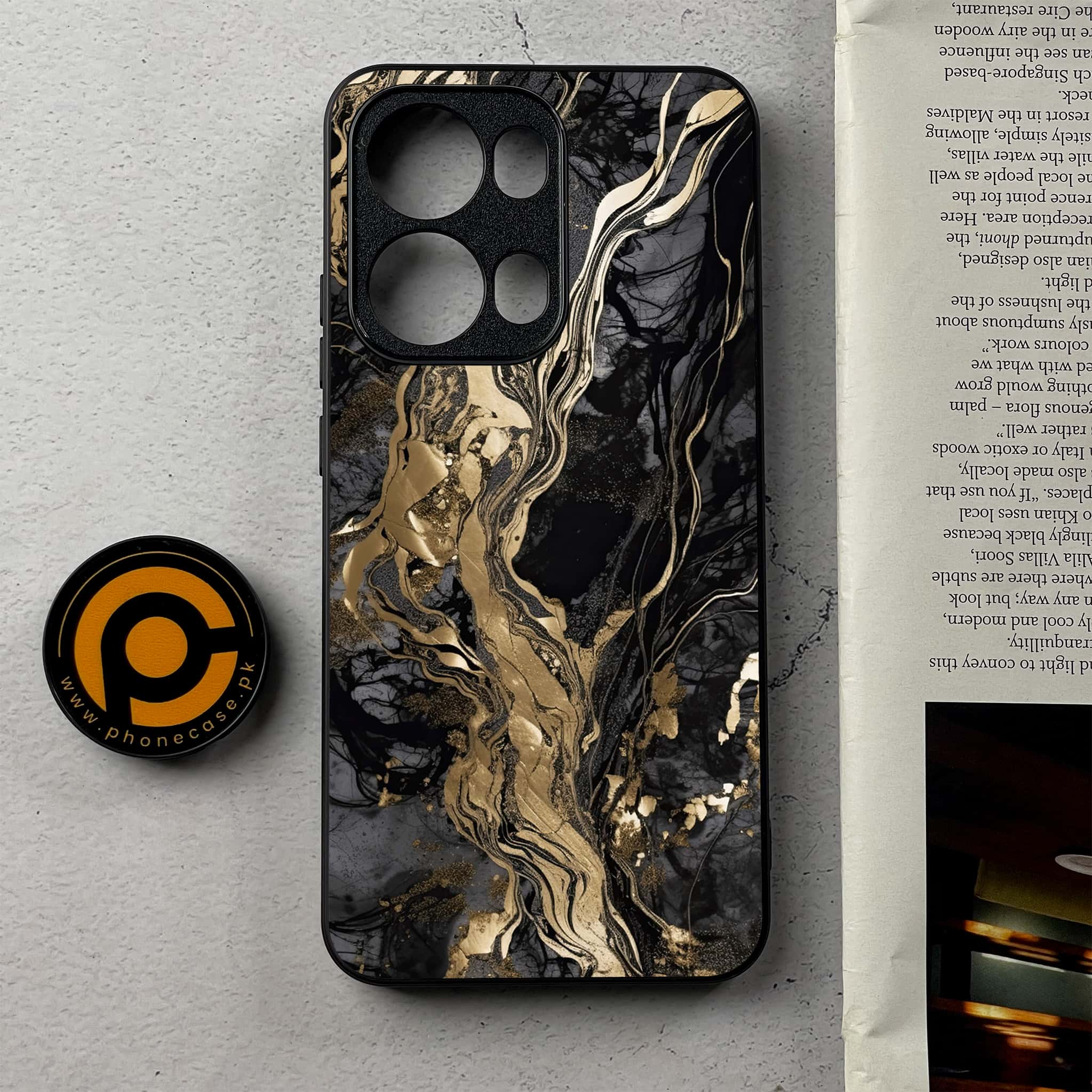 Oppo Reno 13 Pro - Liquid Marble Series - Premium Metal Printed Soft Bumper Shockproof Case