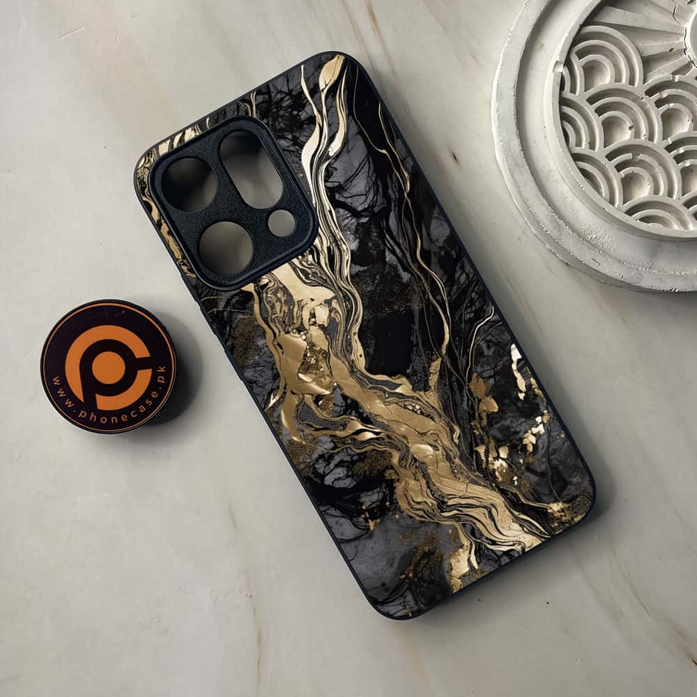 Oppo Reno 14 5G - Liquid Marble Series - Premium Metal Printed soft Bumper shock Proof Case