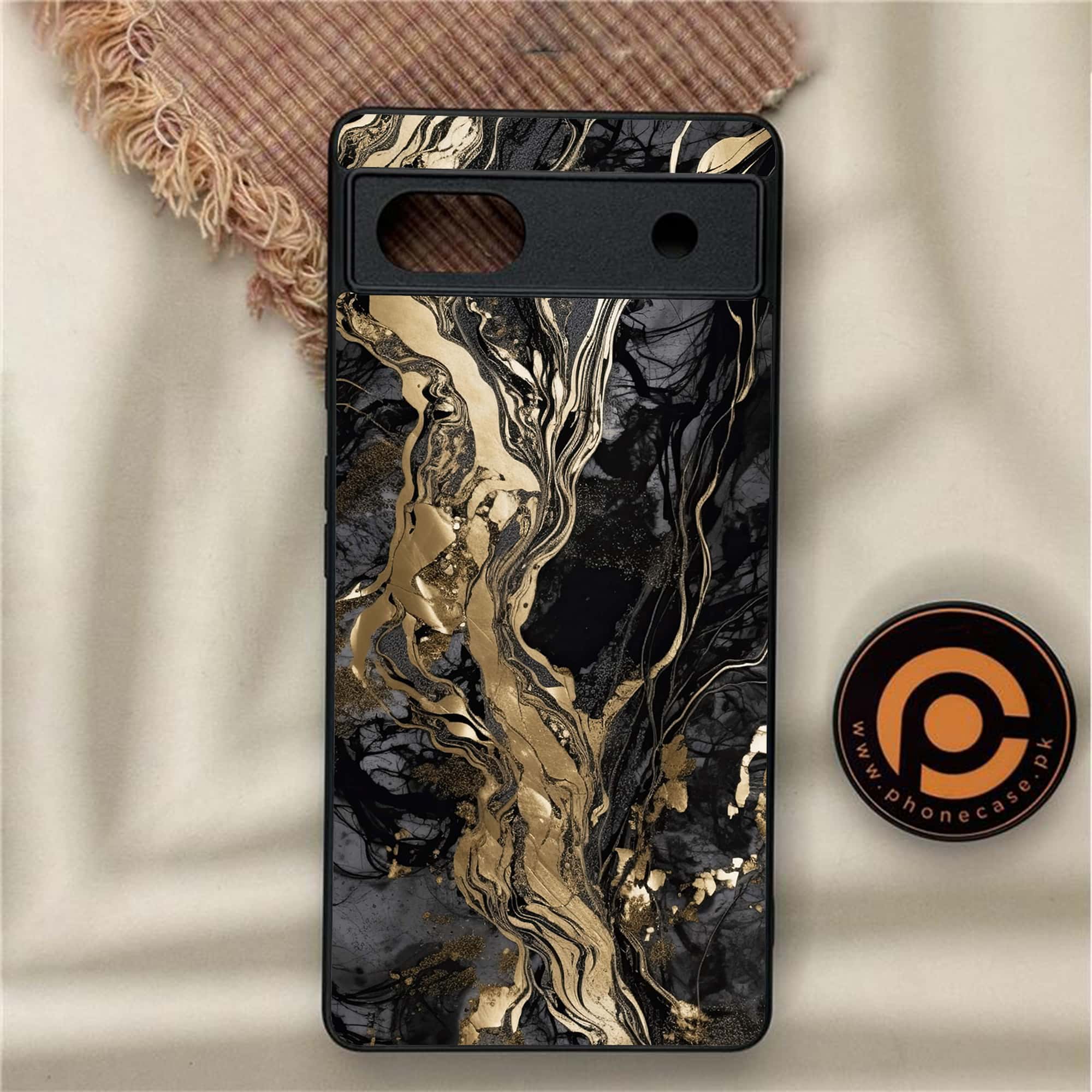 Google Pixel 6A - Liquid Marble Series - Premium Metal Printed soft Bumper Shock Proof Case