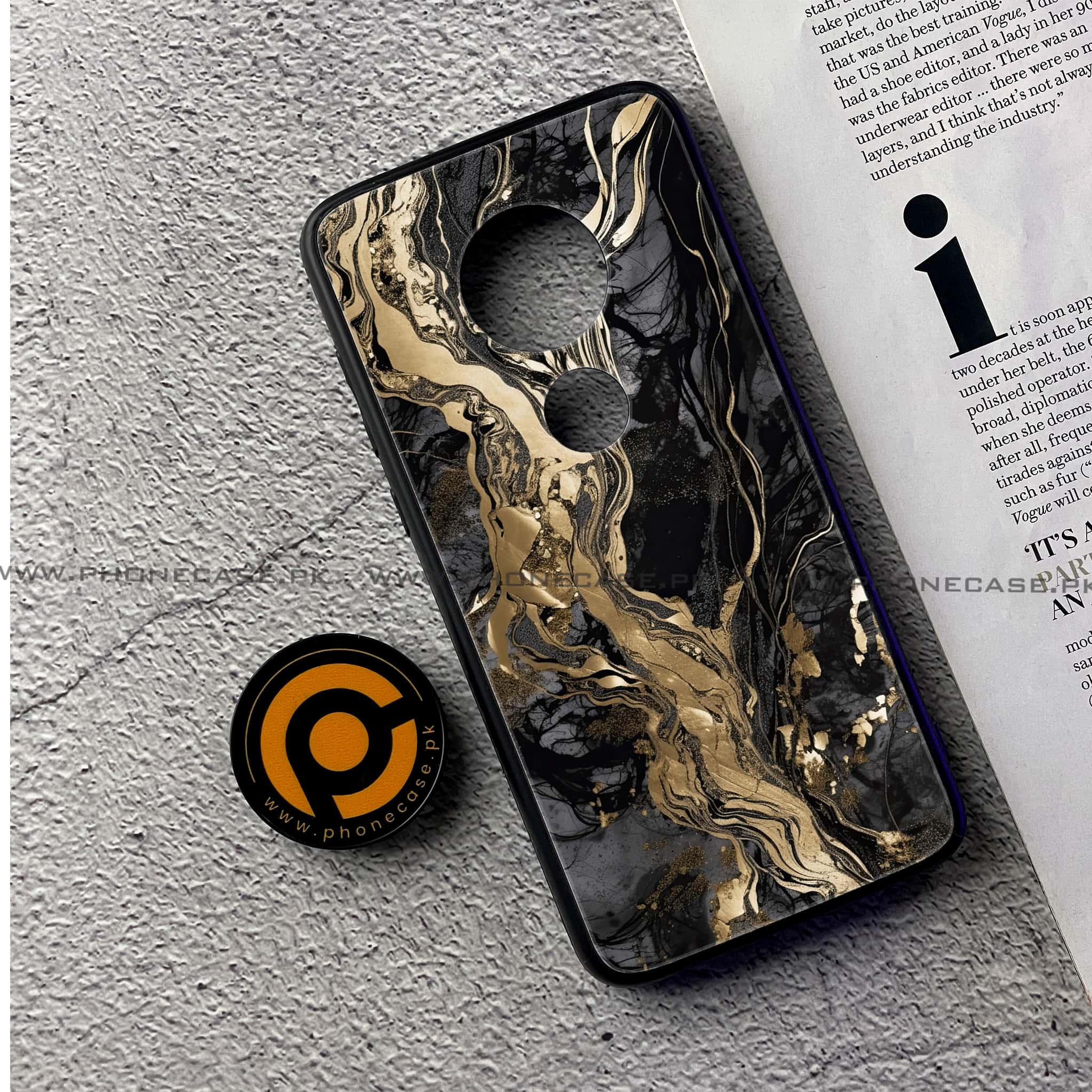 Moto G7 - Liquid Marble Series - Premium Printed Glass soft Bumper shock Proof Case