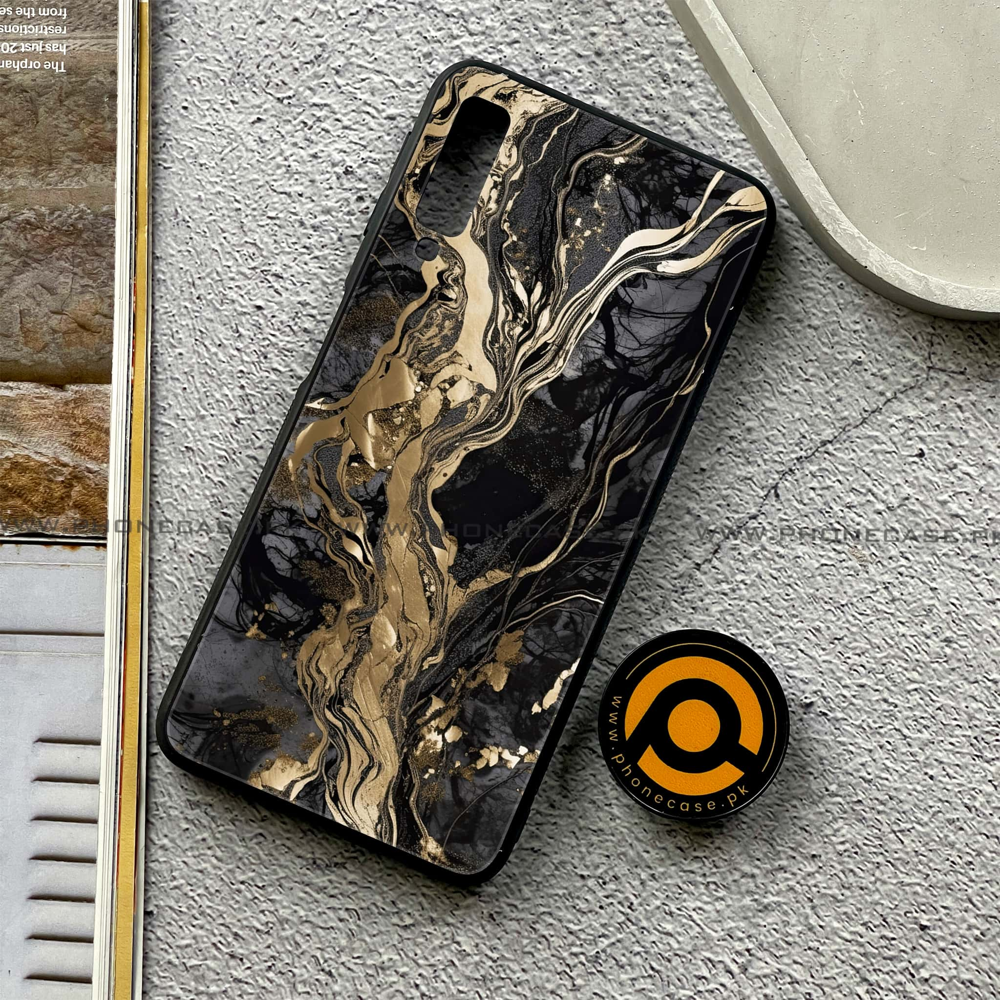 Galaxy A7 2018 - Liquid Marble Series - Premium Printed Metal soft Bumper shock Proof Case