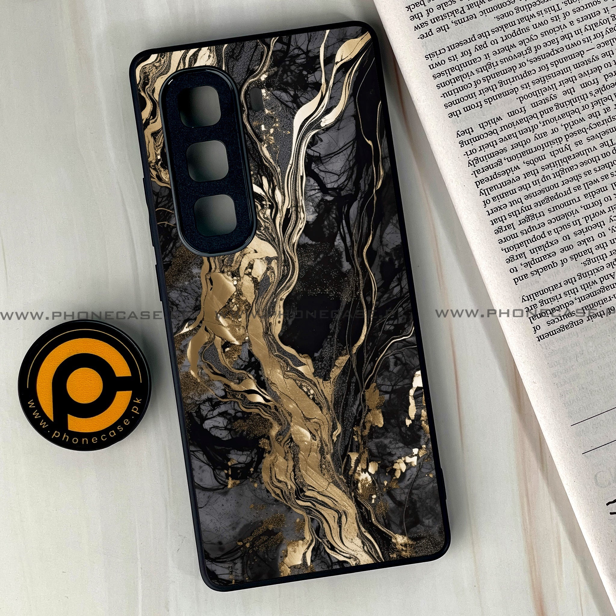 Infinix Hot 60 Pro Plus - Liquid Marble Series - Premium Metal Printed soft Bumper shock Proof Case