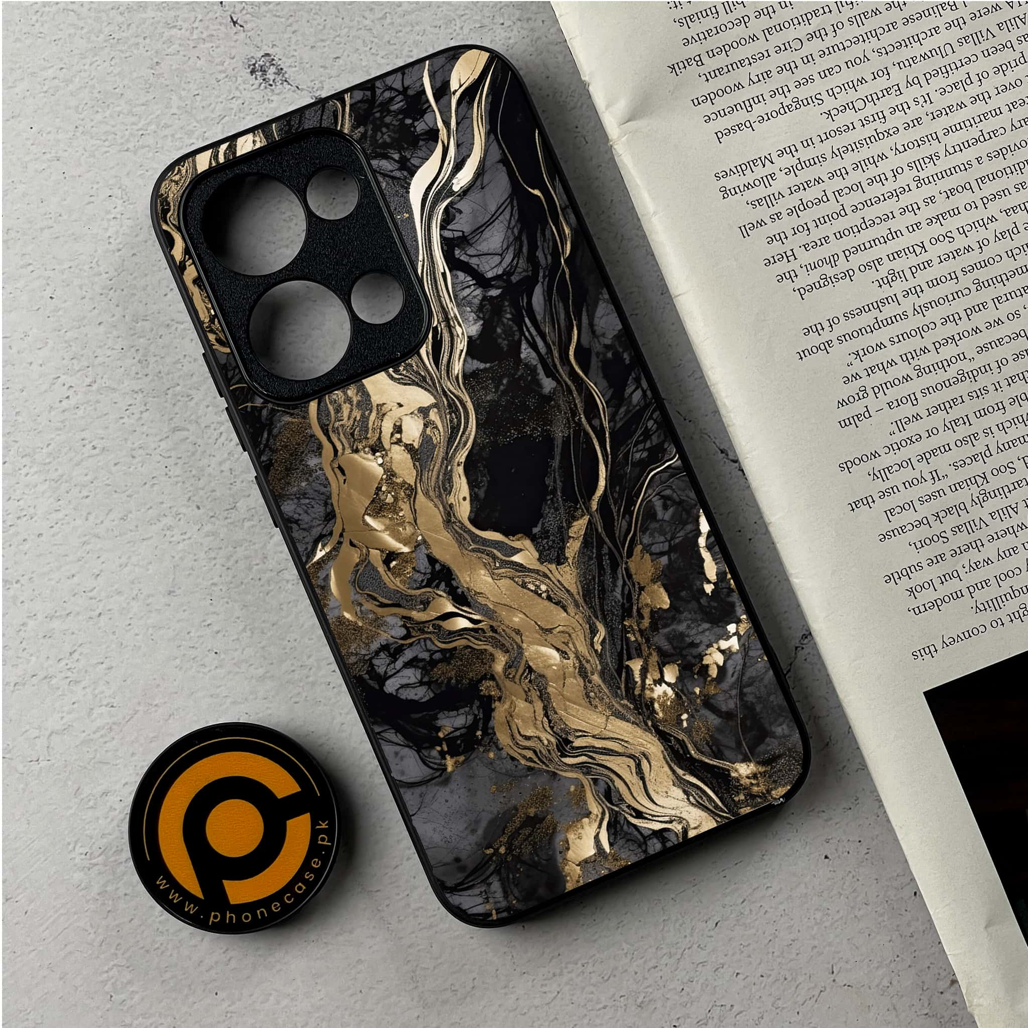 Oppo Reno 13 - Liquid Marble Series - Premium Metal Printed Soft Bumper Shockproof Case