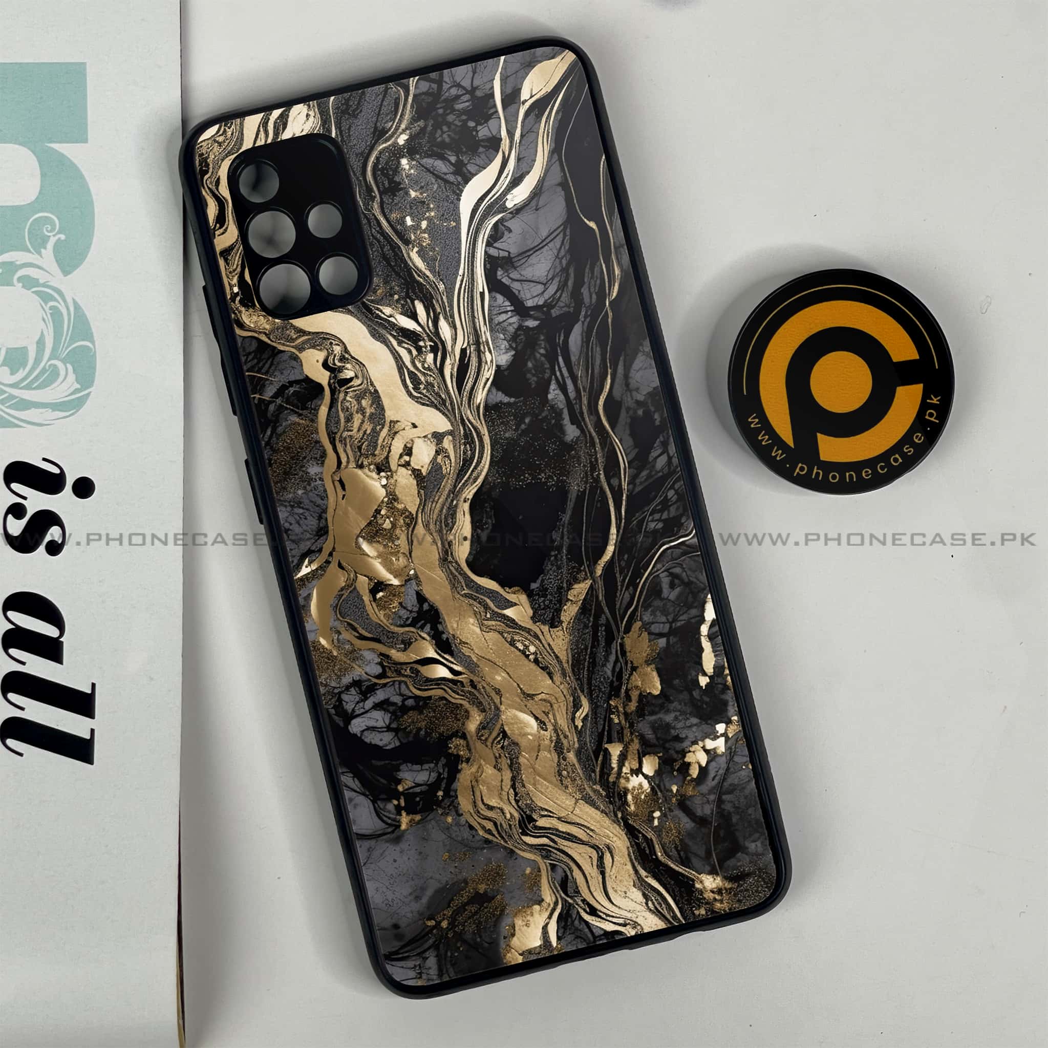 Samsung Galaxy A51 Liquid Marble Series Premium Printed Glass soft Bumper shock Proof Case