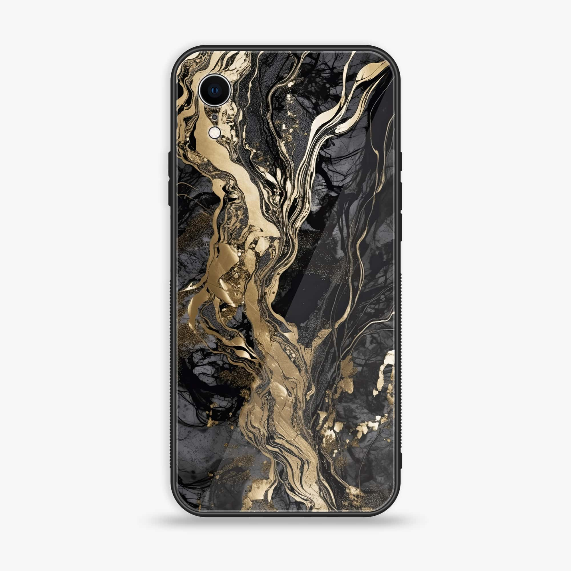 iPhone XR - Liquid Marble Series - Premium Printed Glass soft Bumper shock Proof Case