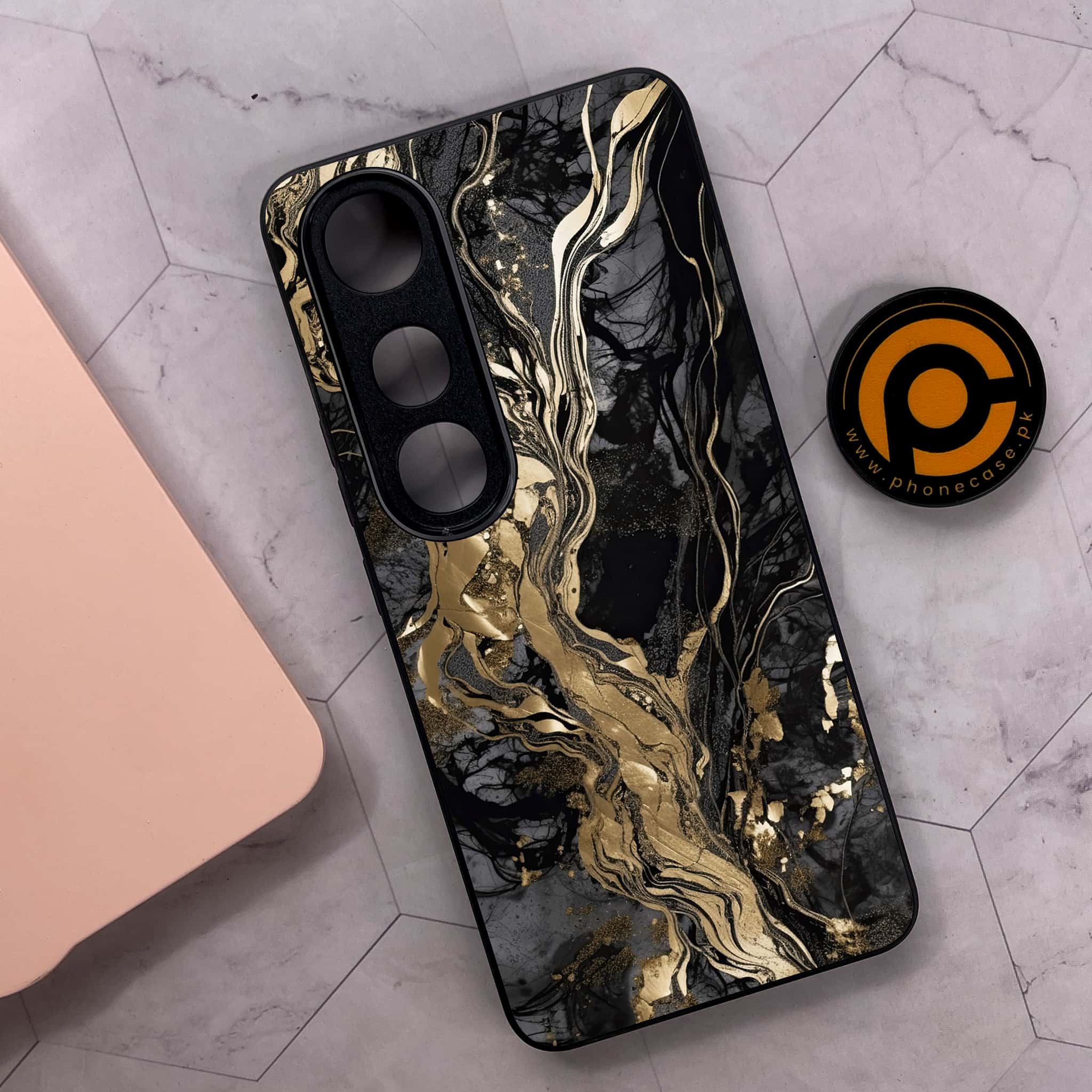 Vivo V50 Lite - Liquid Marble Series - Premium Metal Printed soft Bumper shock Proof Case
