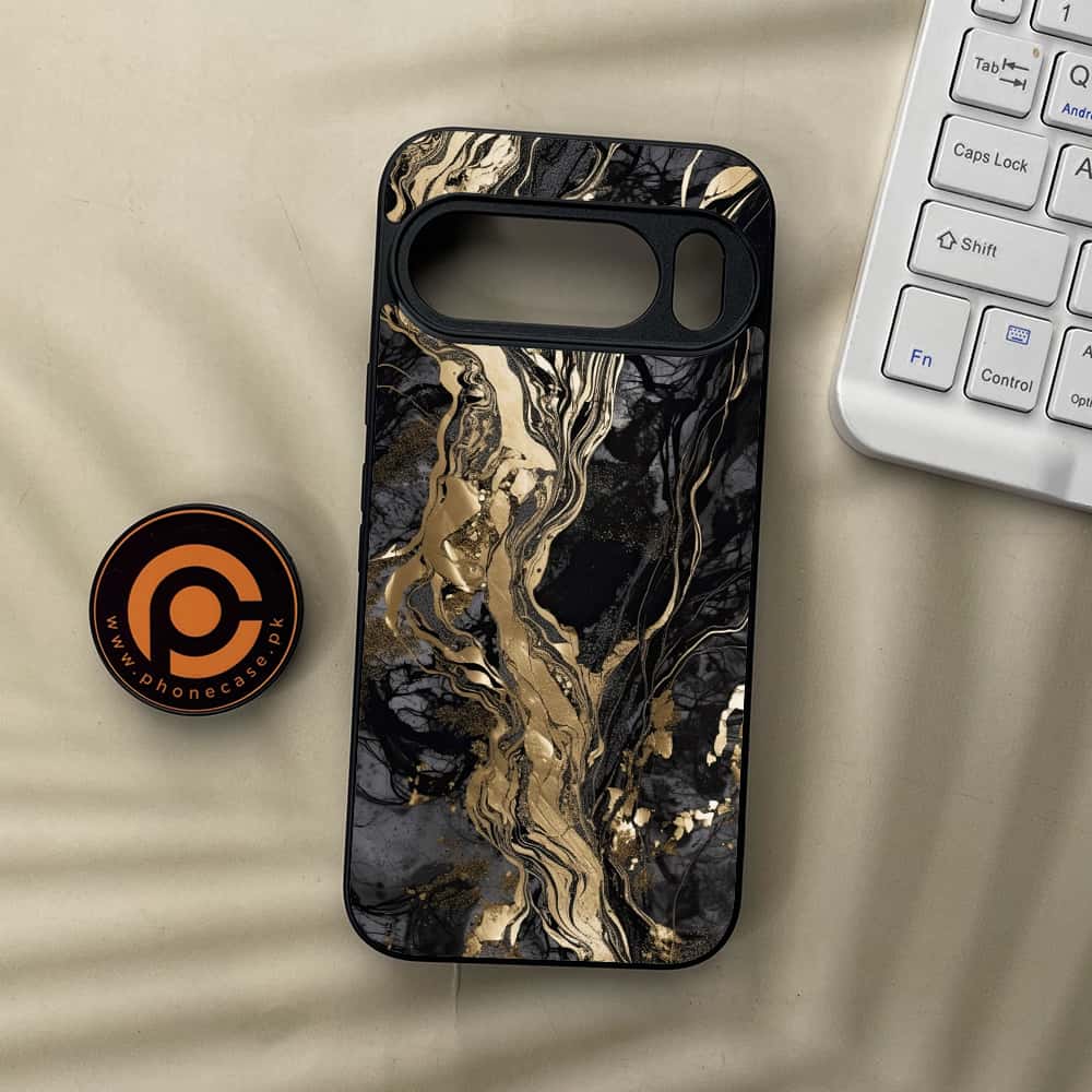 Google Pixel 10  - Liquid Marble Series - Premium Metal Printed soft Bumper Shockof Case