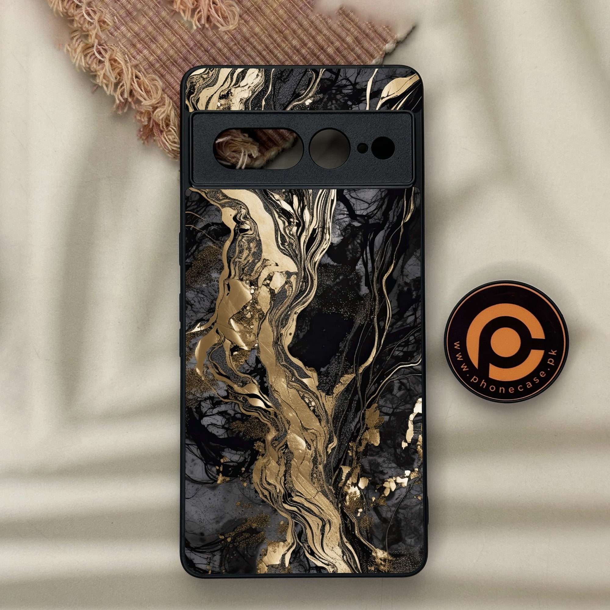Google Pixel 7 Pro - Liquid Marble Series - Premium Metal Printed soft Bumper Shock Proof Case