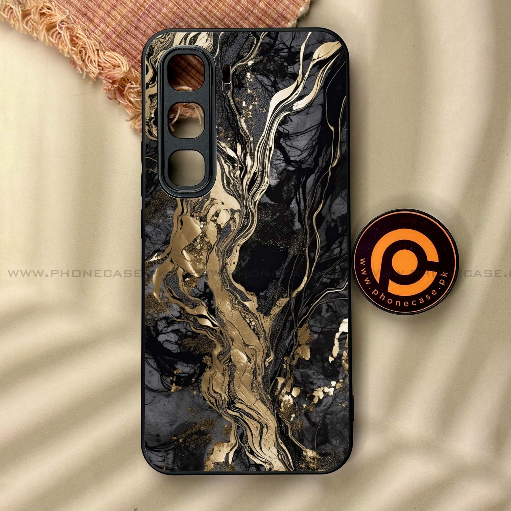 Infinix Hot 60 Pro - Liquid Marble Series - Premium Metal Printed soft Bumper shock Proof Case