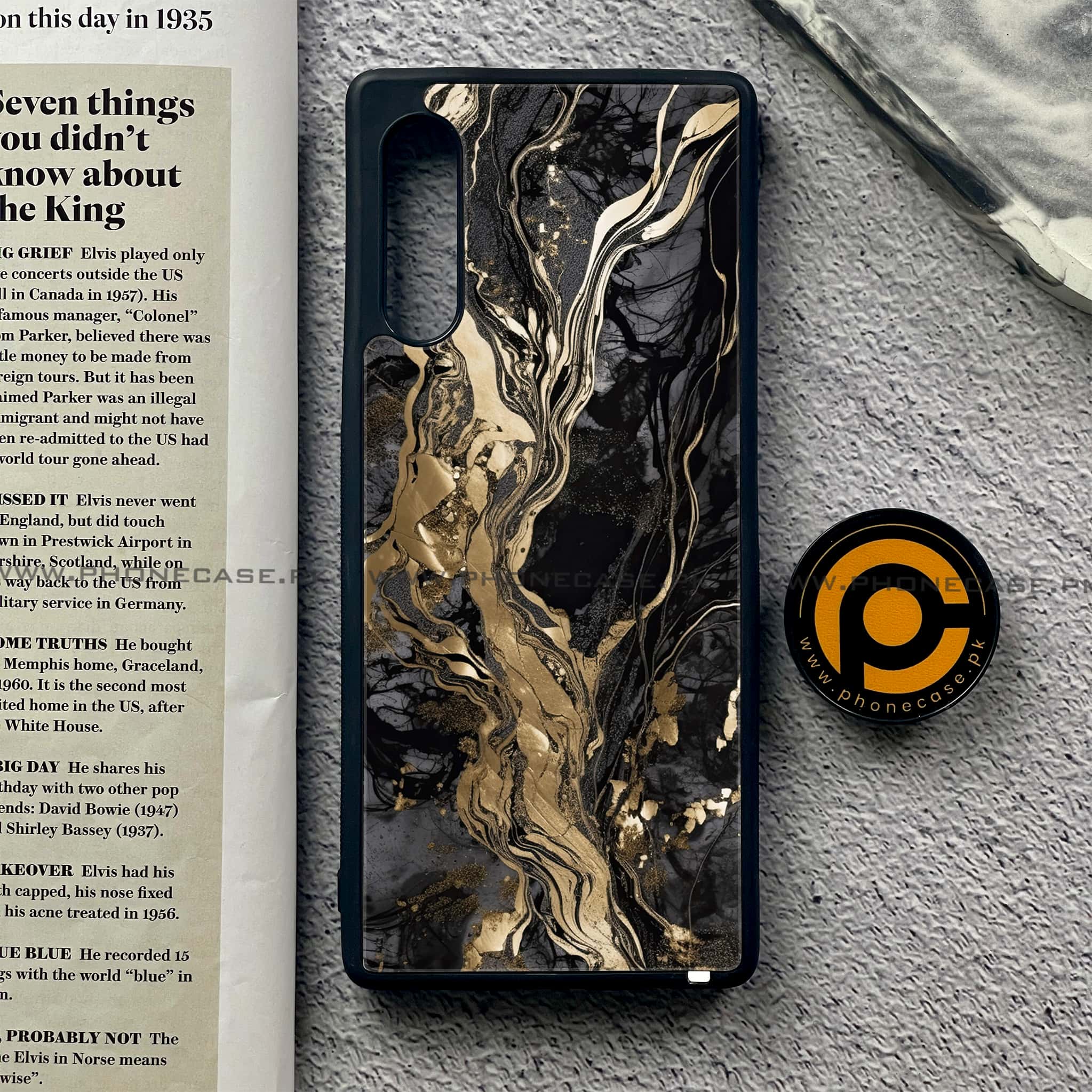 LG G9 - Liquid Marble Series - Premium Metal Printed soft Bumper shock Proof Case