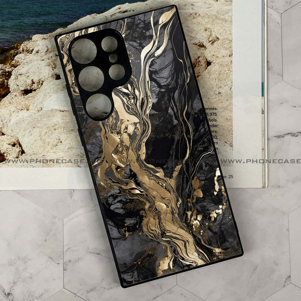 Samsung Galaxy S24 Ultra  - Liquid Marble Series  Design 9 - Premium Printed Glass soft Bumper shock Proof Case CS-19495  CS-21507