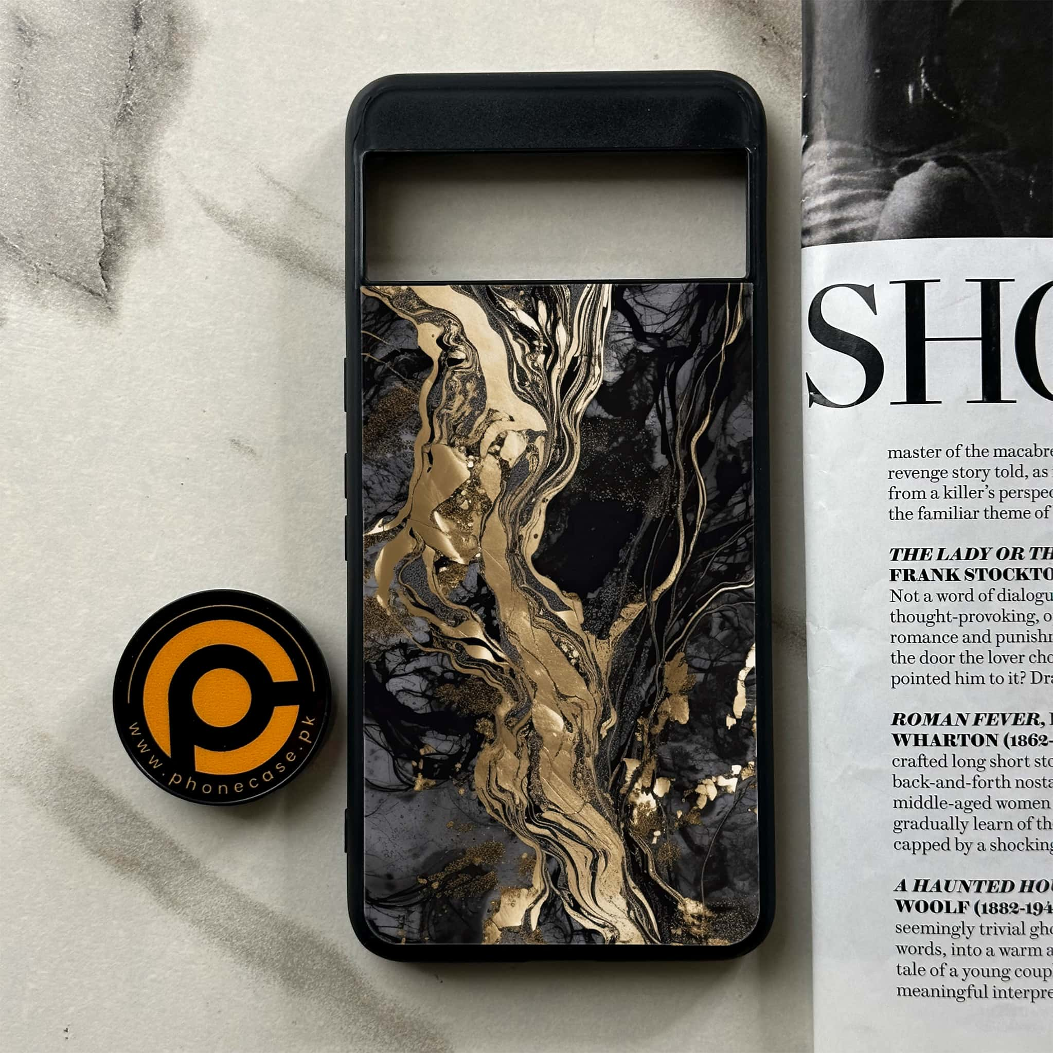 Google Pixel 8 Pro - Liquid Marble Series - Premium Printed Glass soft Bumper shock Proof Case