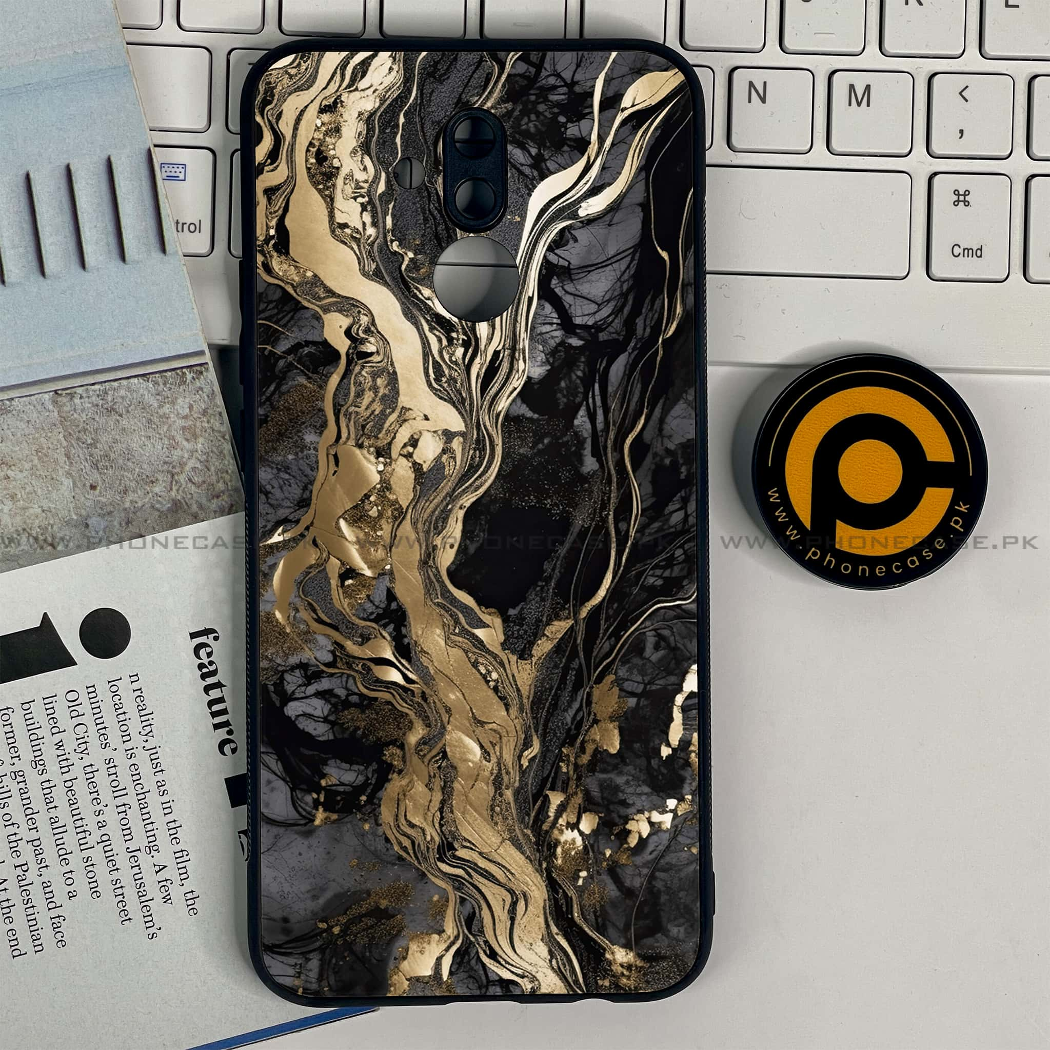 Huawei Mate 20 Lite - Liquid Marble Series - Premium Printed Glass soft Bumper shock Proof Case