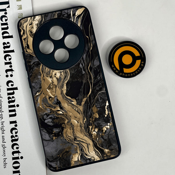 Oppo Reno 12F 4G - Liquid Marble Design 9- Premium Printed Glass soft Bumper shock Proof Case CS-43901