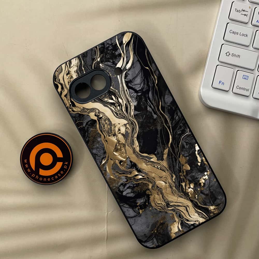 Google Pixel 9a - Liquid Marble Series - Premium Metal Printed soft Bumper Shock Proof Case