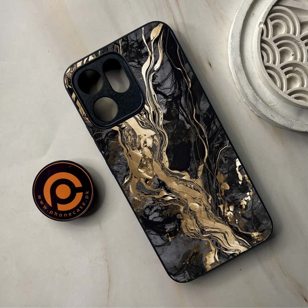 Oppo Reno 14F - Liquid Marble Series - Premium Metal Printed Soft Bumper Shockproof Case