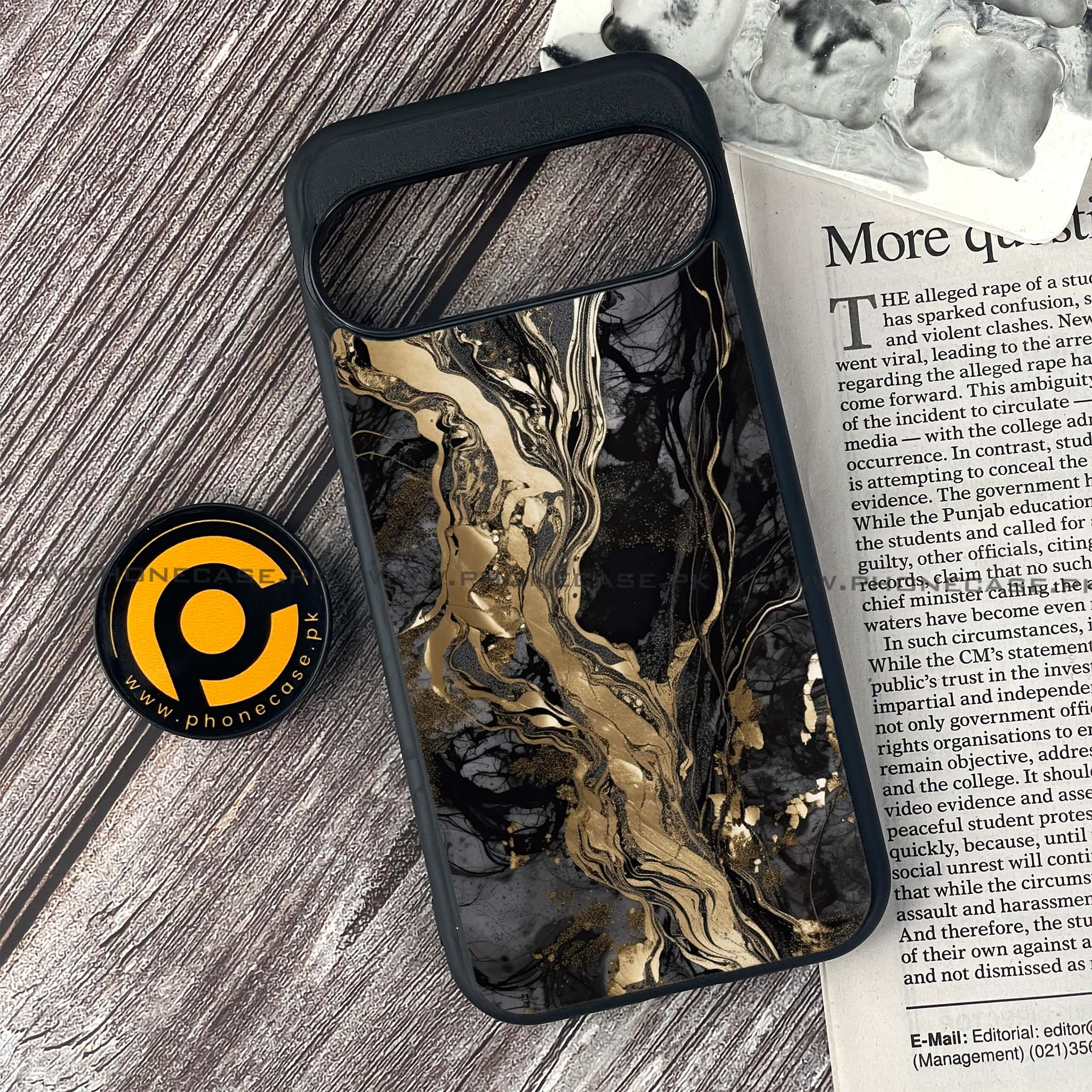 Google Pixel 9 - Liquid Marble Series - Premium Metal Printed soft Bumper Shock Proof Case