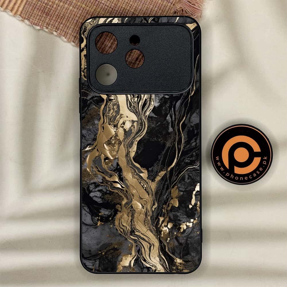Tecno Spark 40 - Liquid Marble Series - Premium Metal Printed soft Bumper shock Proof Case