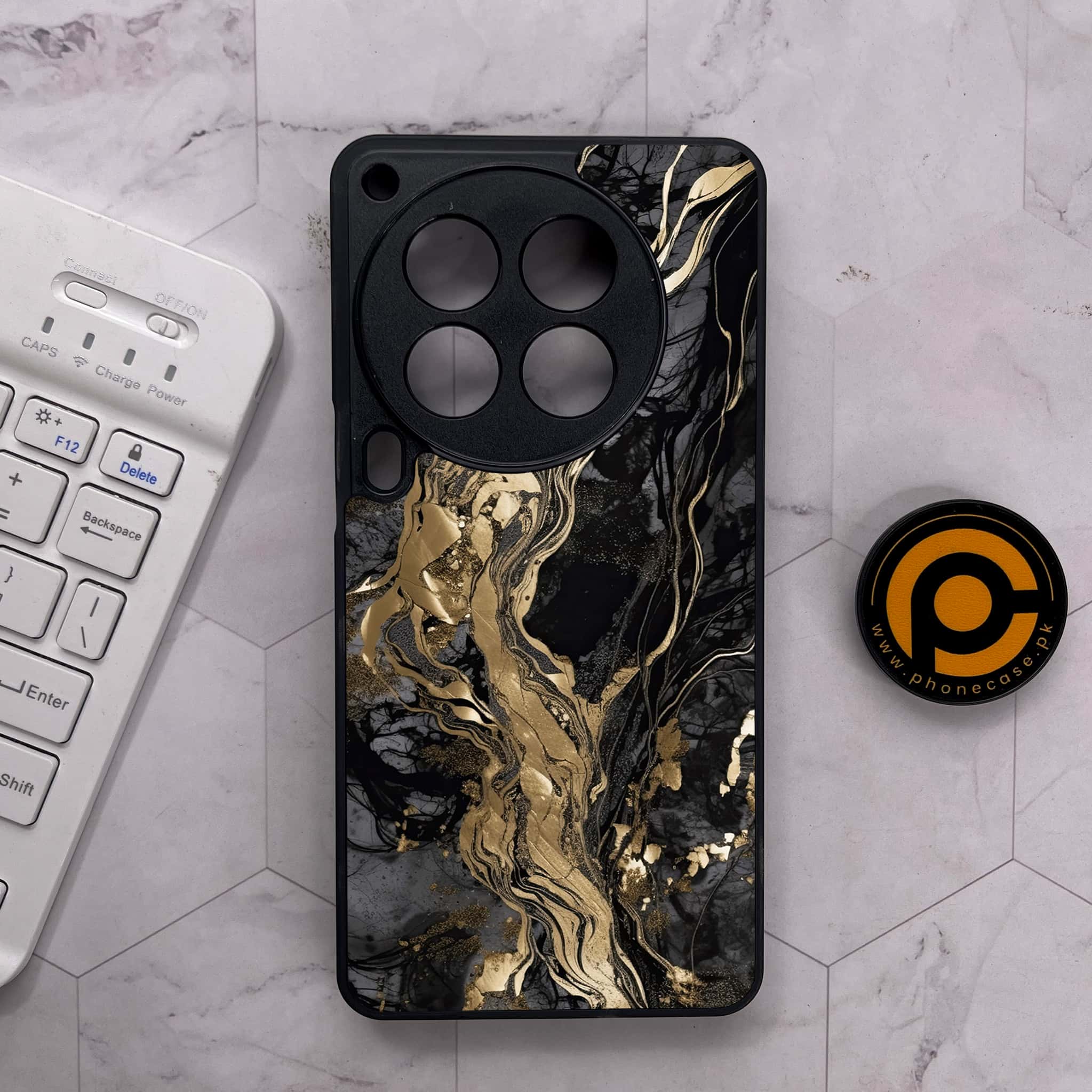 Tecno Camon 30 Premier - Liquid Marble Series - Premium Metal Printed soft Bumper shock Proof Case
