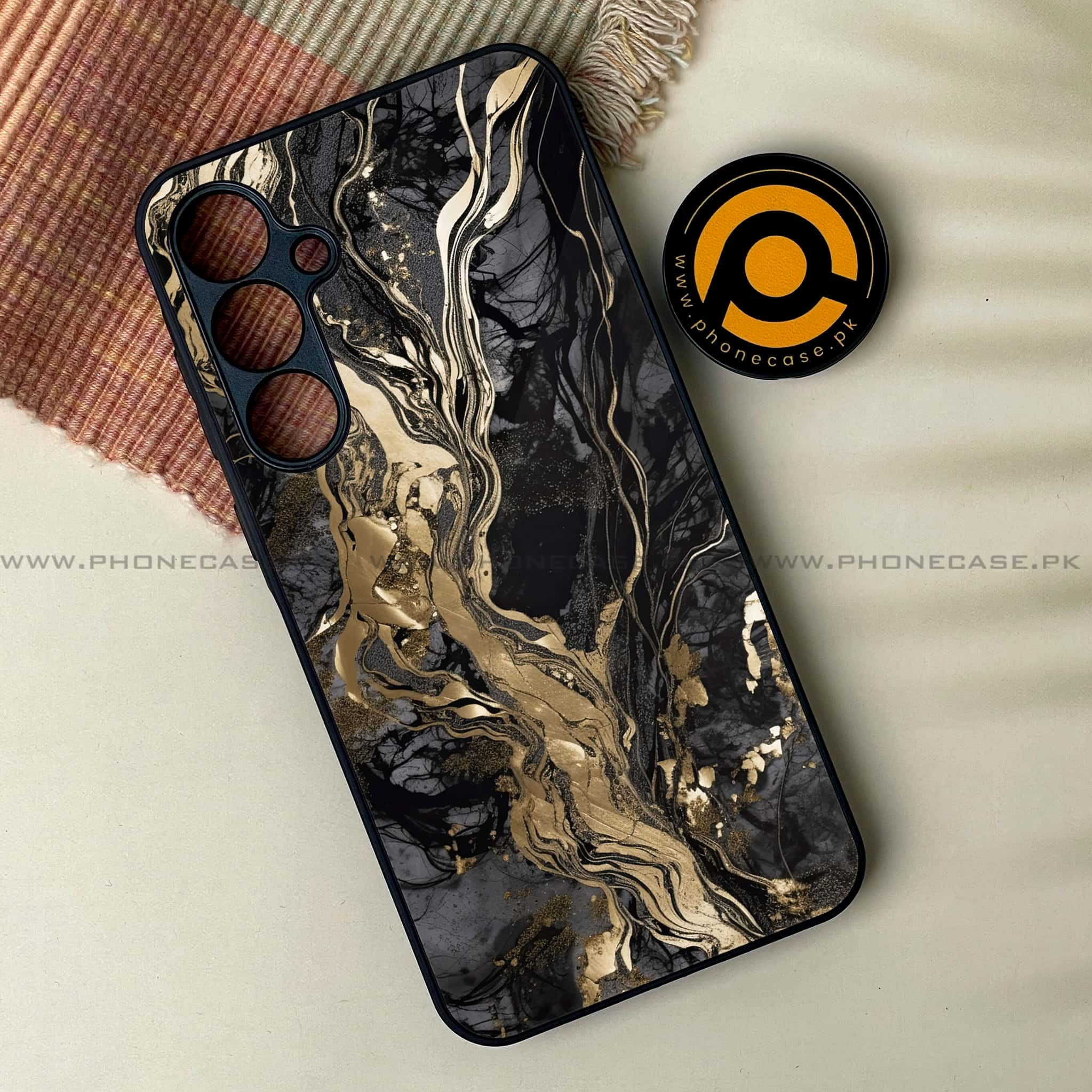 Samsung Galaxy S24 - Liquid Marble Series - Premium Printed Glass soft Bumper shock Proof Case