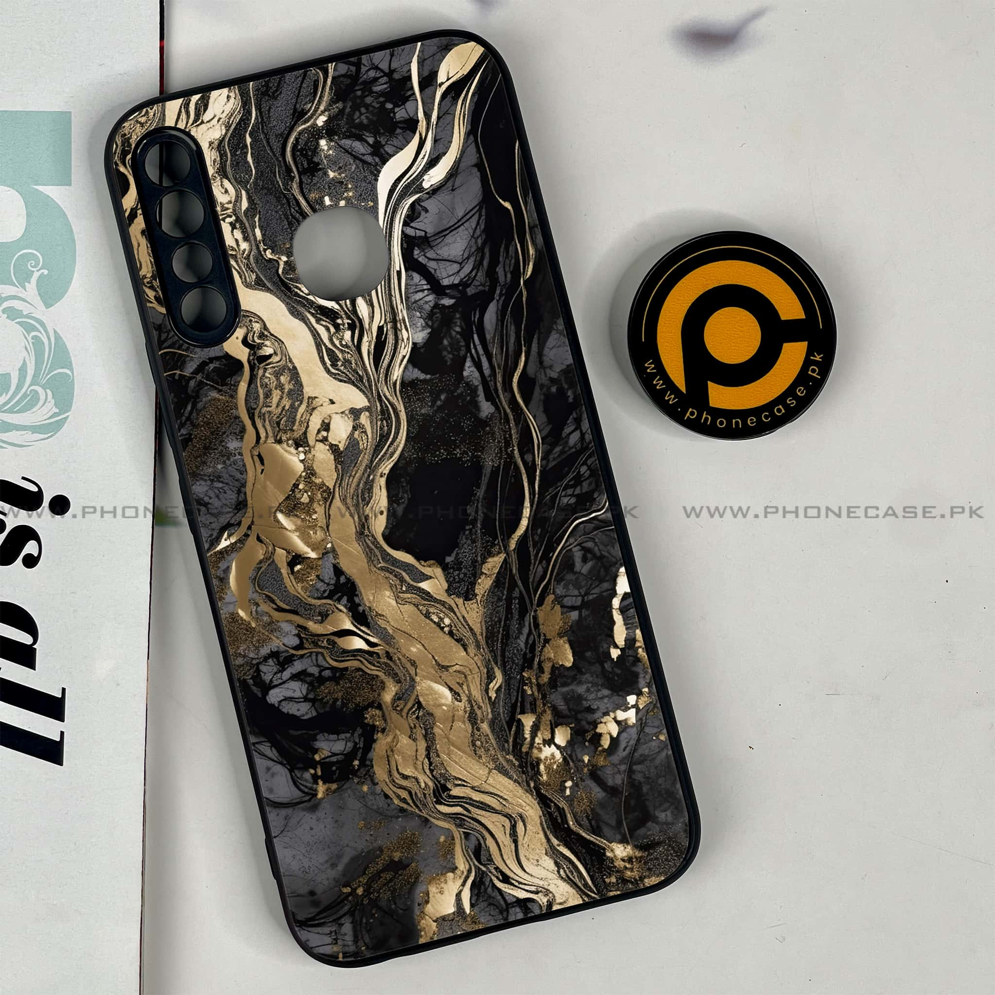 Infinix Hot 8 Lite - Liquid Marble Series - Premium Printed Glass soft Bumper shock Proof Case