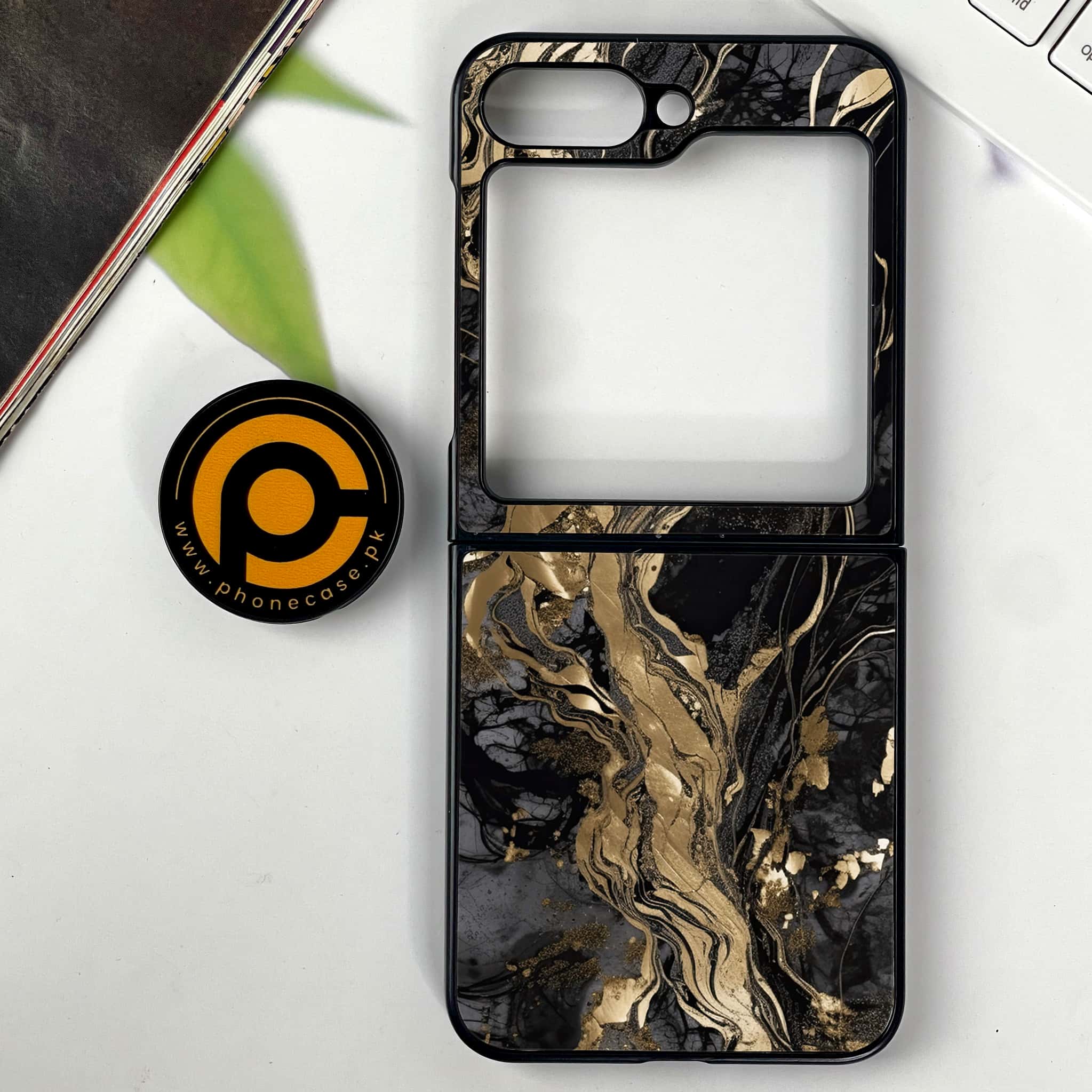 Galaxy Z Flip 7 - Liquid Marble Series - Premium Metal Printed soft Bumper shock Proof Case