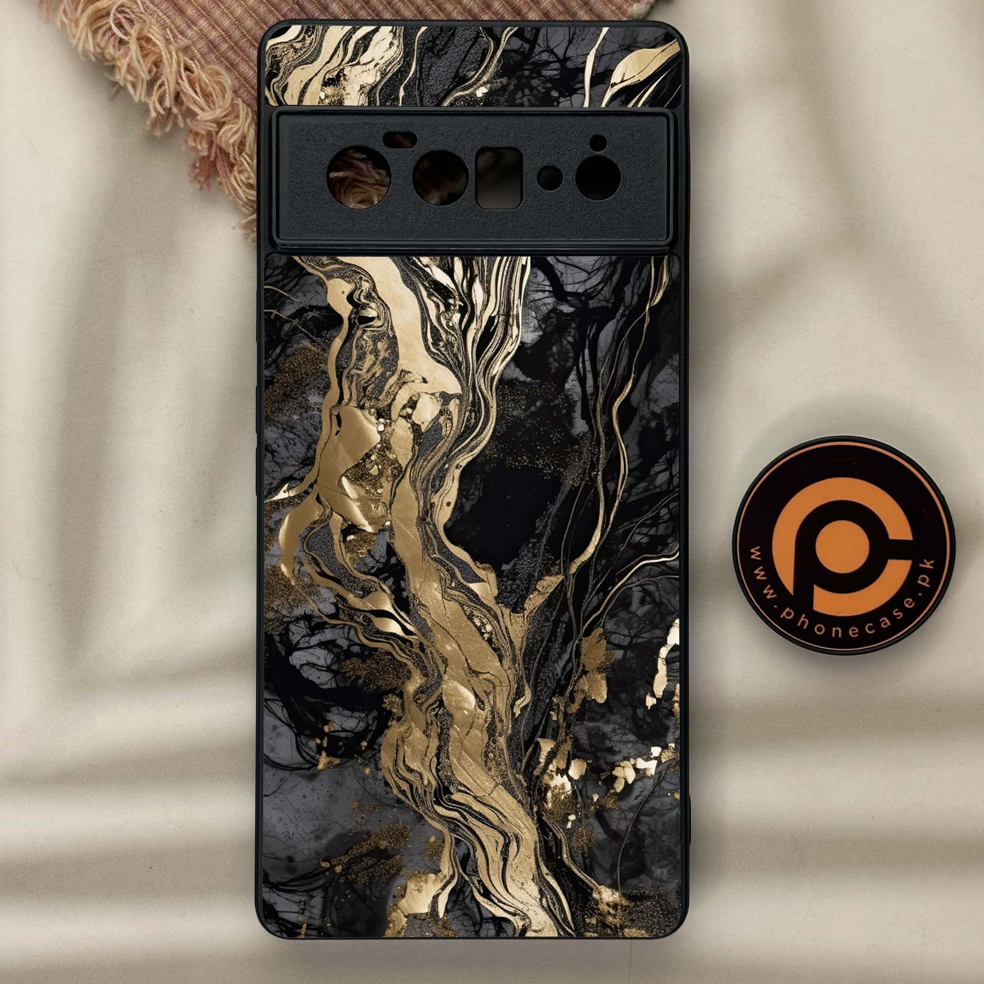 Google Pixel 6 Pro - Liquid Marble Series - Premium Metal Printed soft Bumper Shock Proof Case