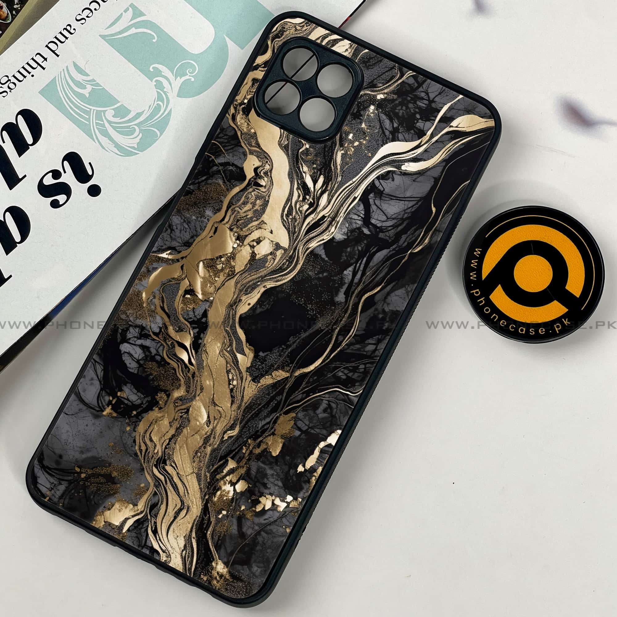 Samsung Galaxy A22 - Liquid Marble 2.0 Series - Premium Printed Metal soft Bumper shock Proof Case