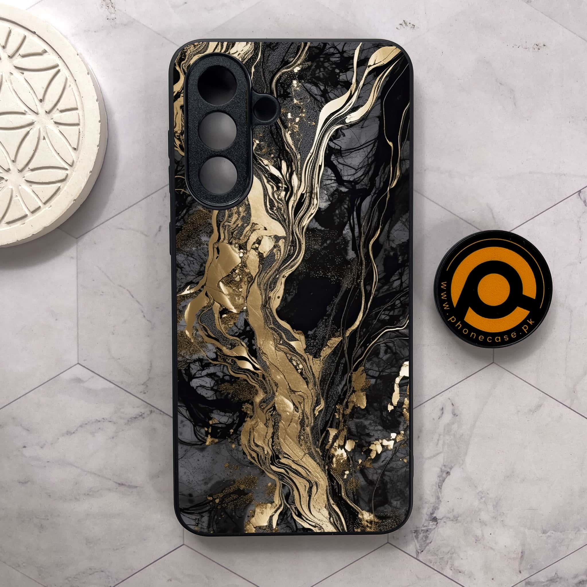 Samsung Galaxy A26 5G - Liquid Marble Series - Premium Metal Printed soft Bumper shock Proof Case