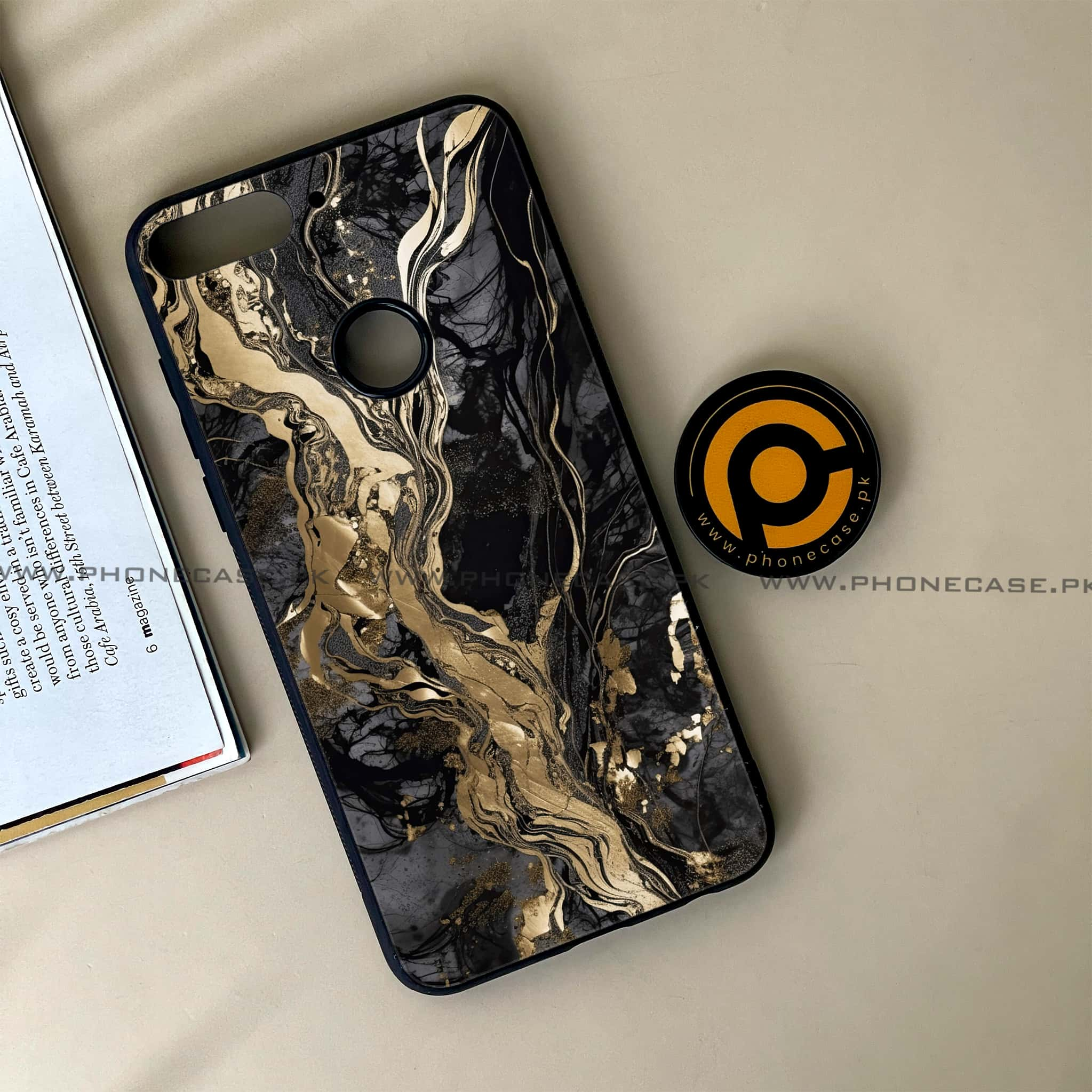 Huawei Y7 Prime (2018) -  Liquid Marble Series - Premium Printed Glass soft Bumper shock Proof Case