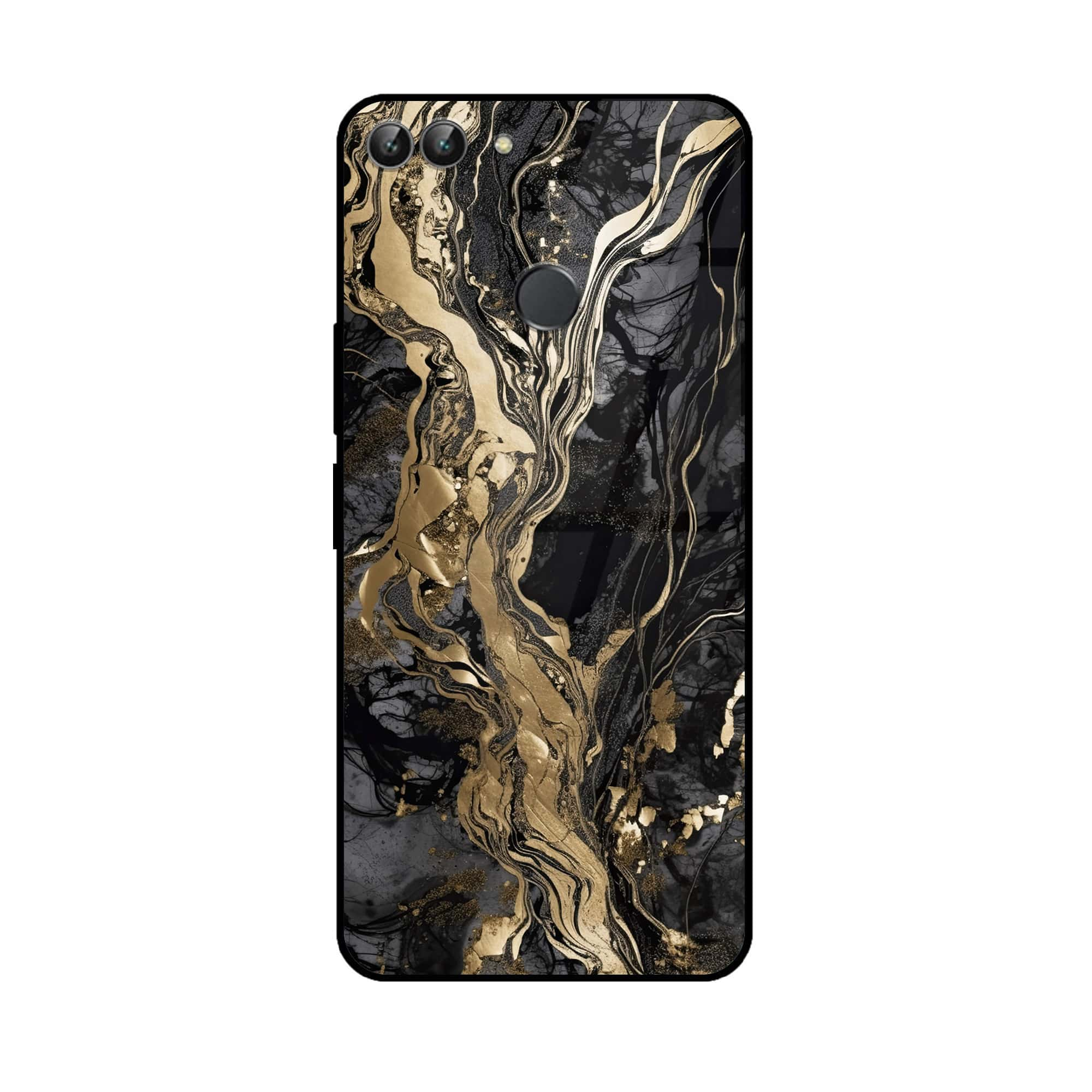 Huawei P Smart - Liquid Marble Series - Premium Printed Glass soft Bumper shock Proof Case