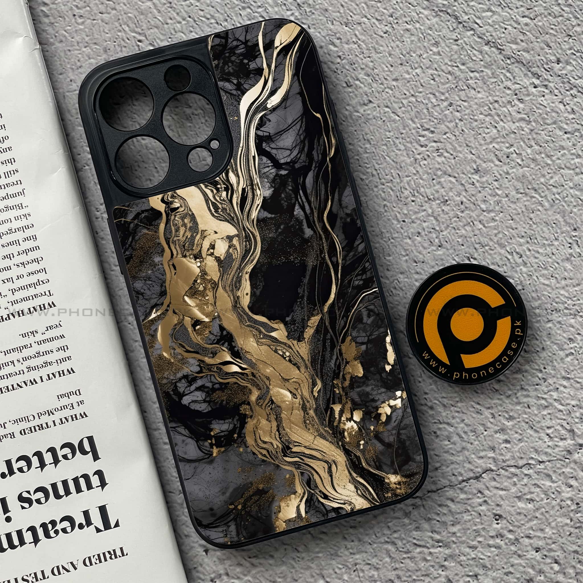 iPhone 15 Pro - Liquid Marble Series - Premium Metal Printed soft Bumper shock Proof Case