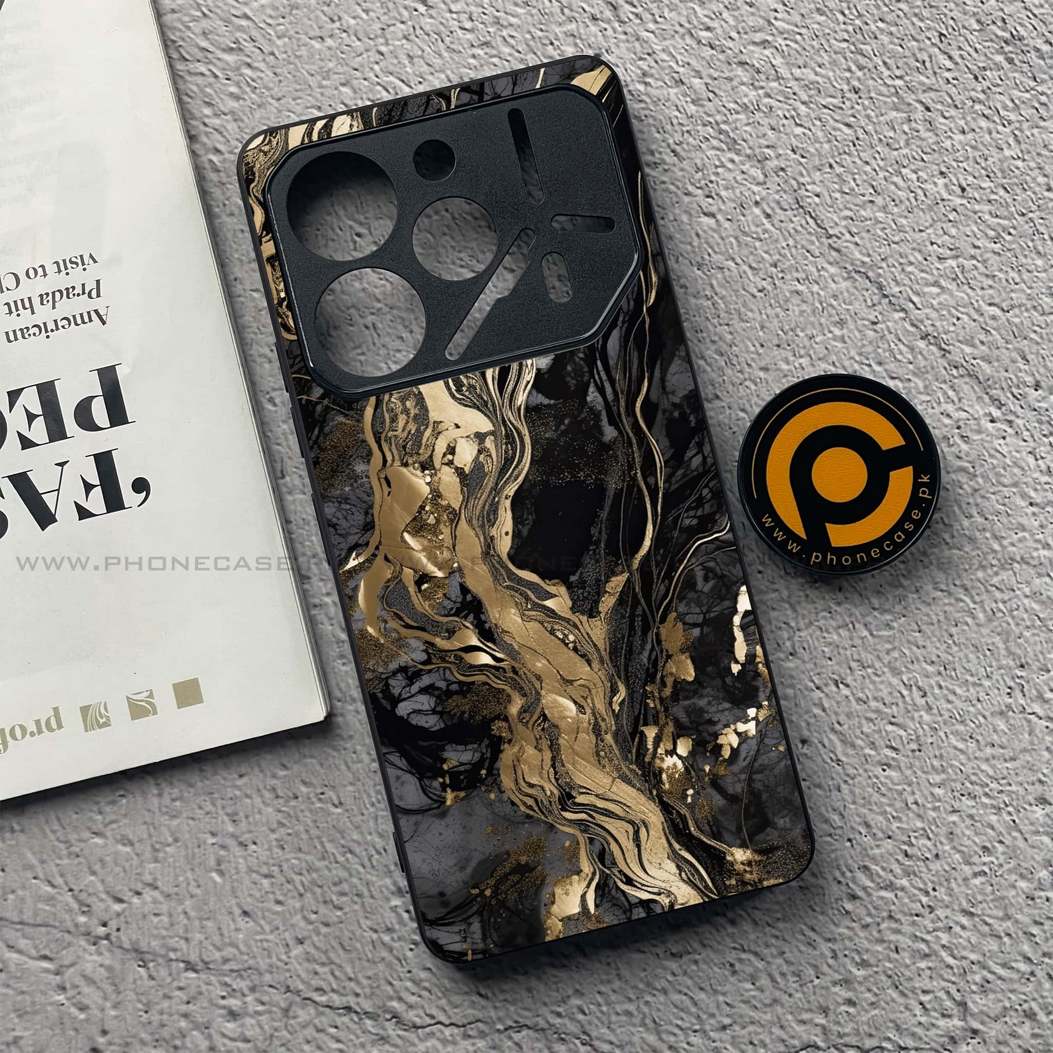 Tecno Pova 6 - Liquid Marble Series - Premium Printed Glass soft Bumper shock Proof Case