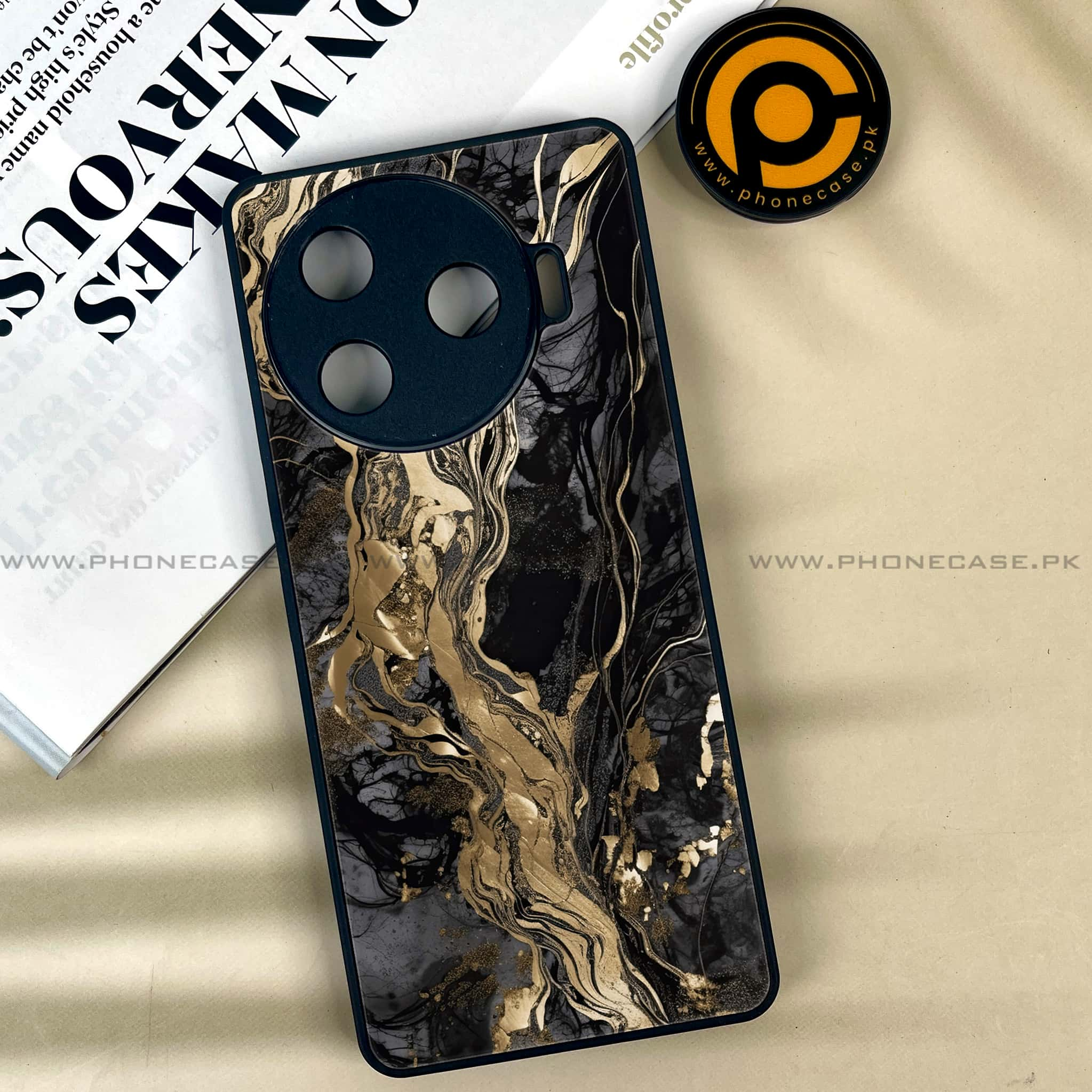 Tecno Camon 30 Pro - Liquid Marble Series - Premium Printed Glass soft Bumper shock Proof Case