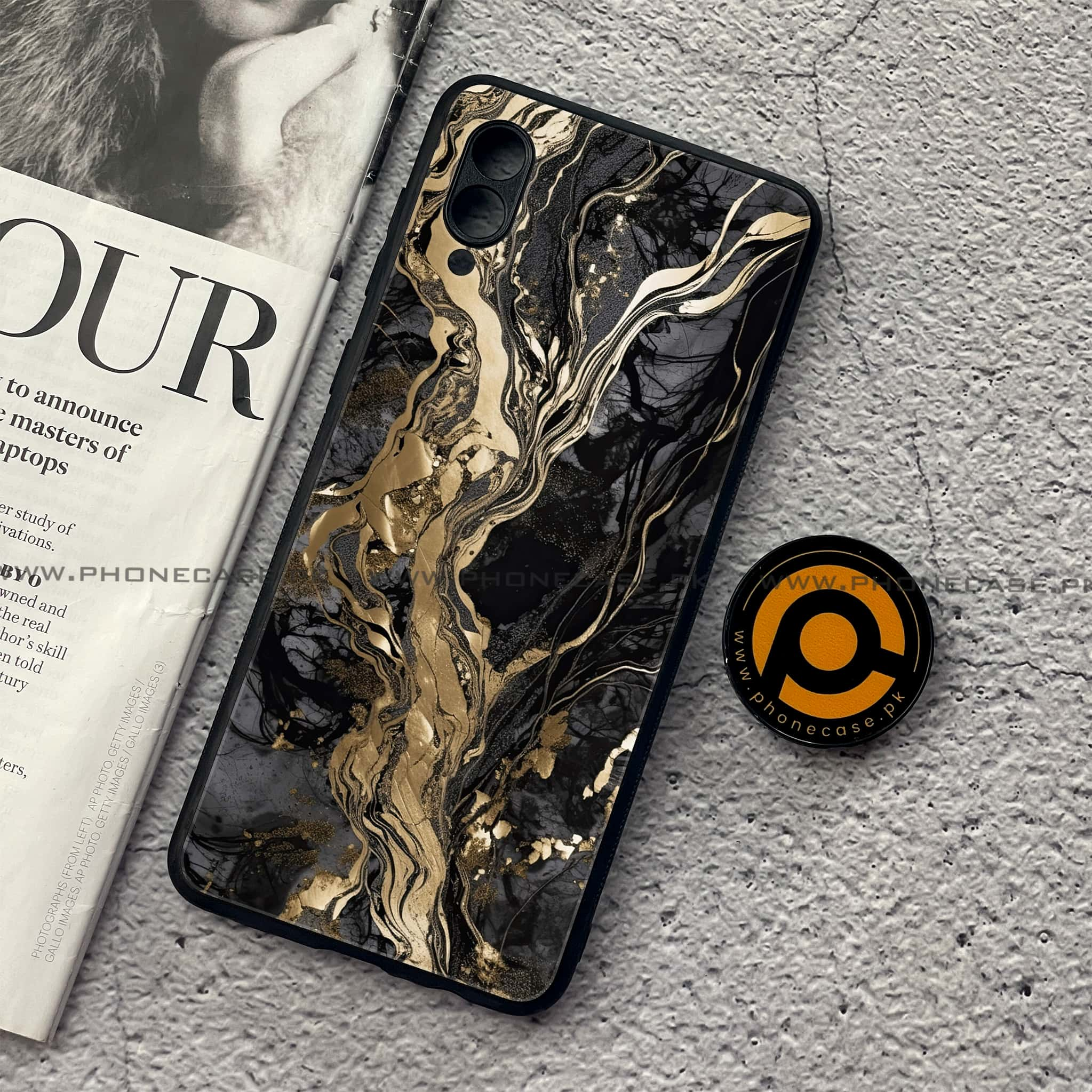 Samsung Galaxy A02 - Liquid Marble Series - Premium Printed Metal soft Bumper shock Proof Case