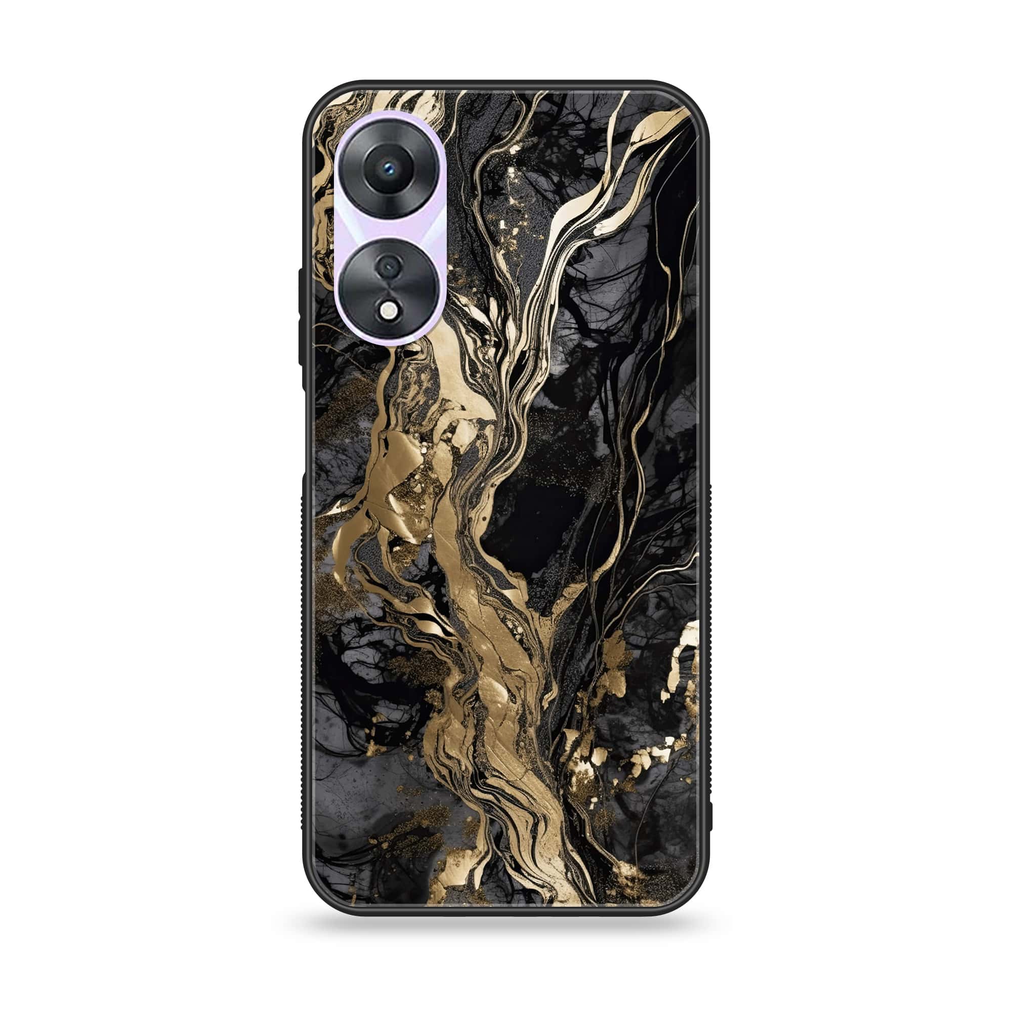 Oppo A78 4G - Liquid Marble Series - Premium Printed Glass soft Bumper shock Proof Case
