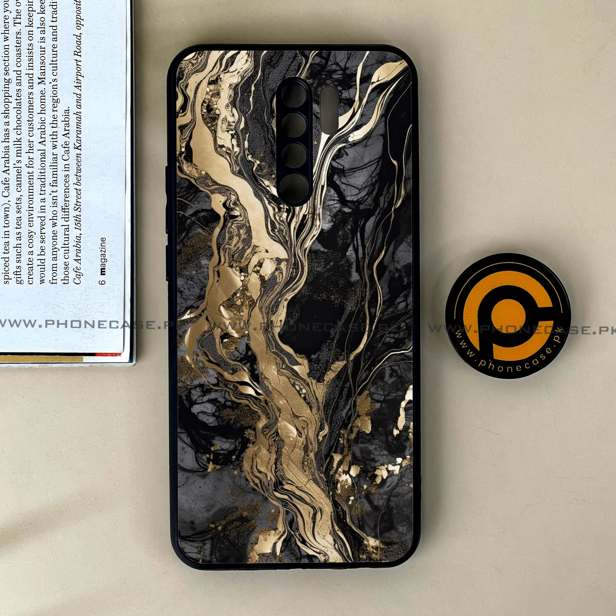 Xiaomi Redmi 9 - Liquid Marble Series - Premium Printed Glass soft Bumper shock Proof Case