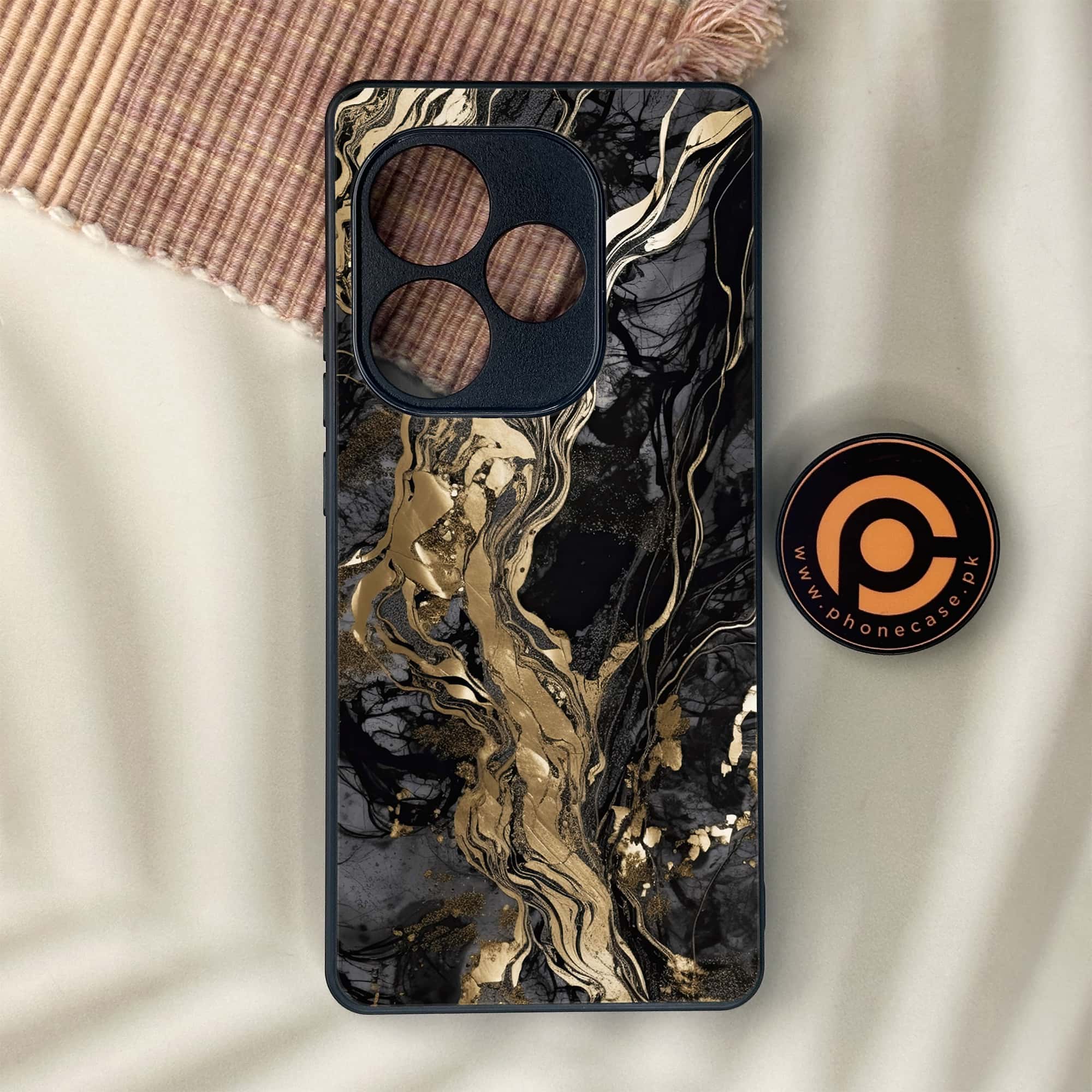 Realme GT 6 - Liquid Marble Series - Premium Metal Printed soft Bumper shock Proof Case