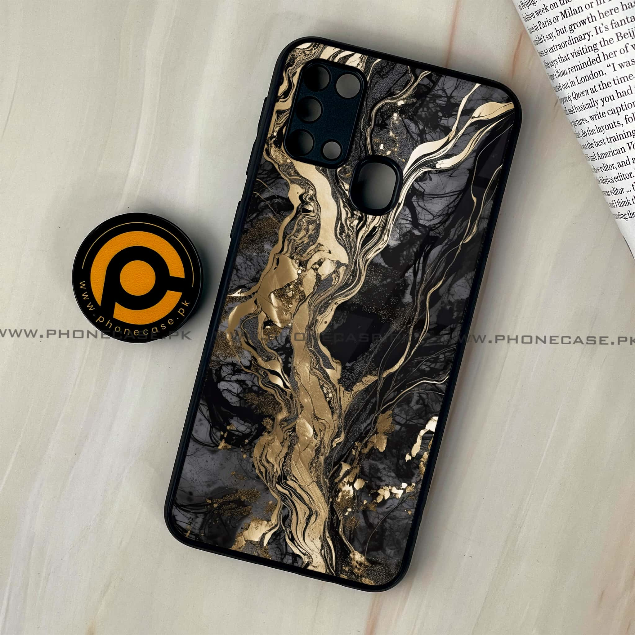 Galaxy M31 - Liquid Marble Series - Premium Printed Glass soft Bumper shock Proof Case