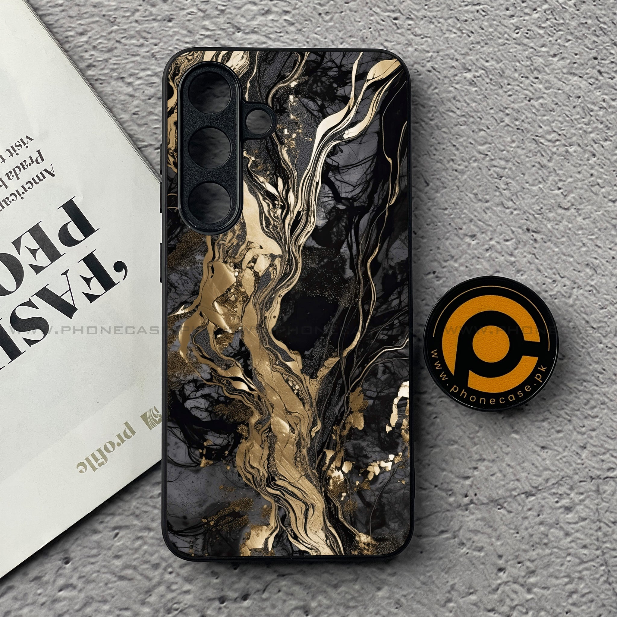 Samsung Galaxy S25 FE - Liquid Marble Series - Premium Metal Printed soft Bumper shock Proof Case