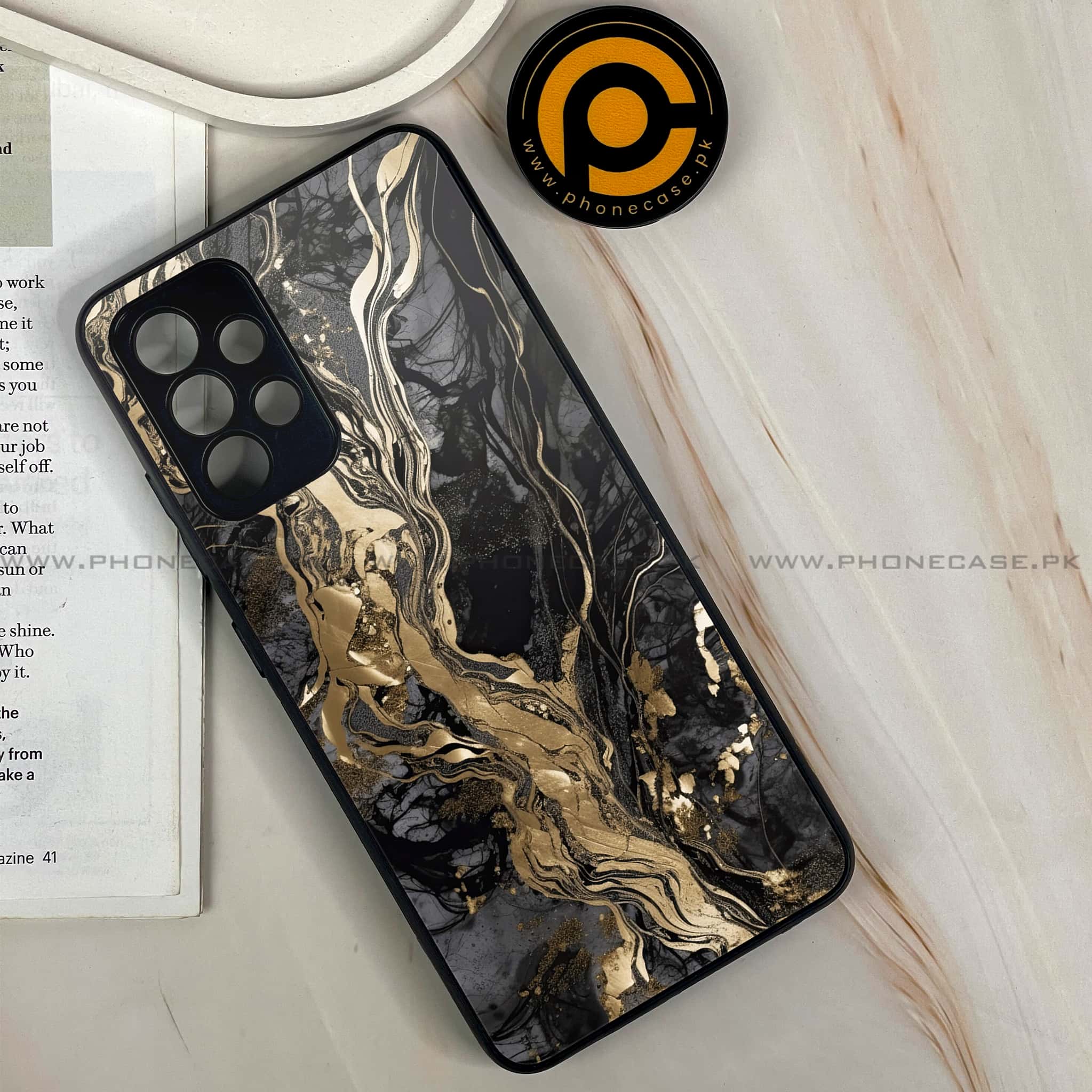 Samsung Galaxy A32 4G - Liquid Marble Series - Premium Printed Glass soft Bumper shock Proof Case
