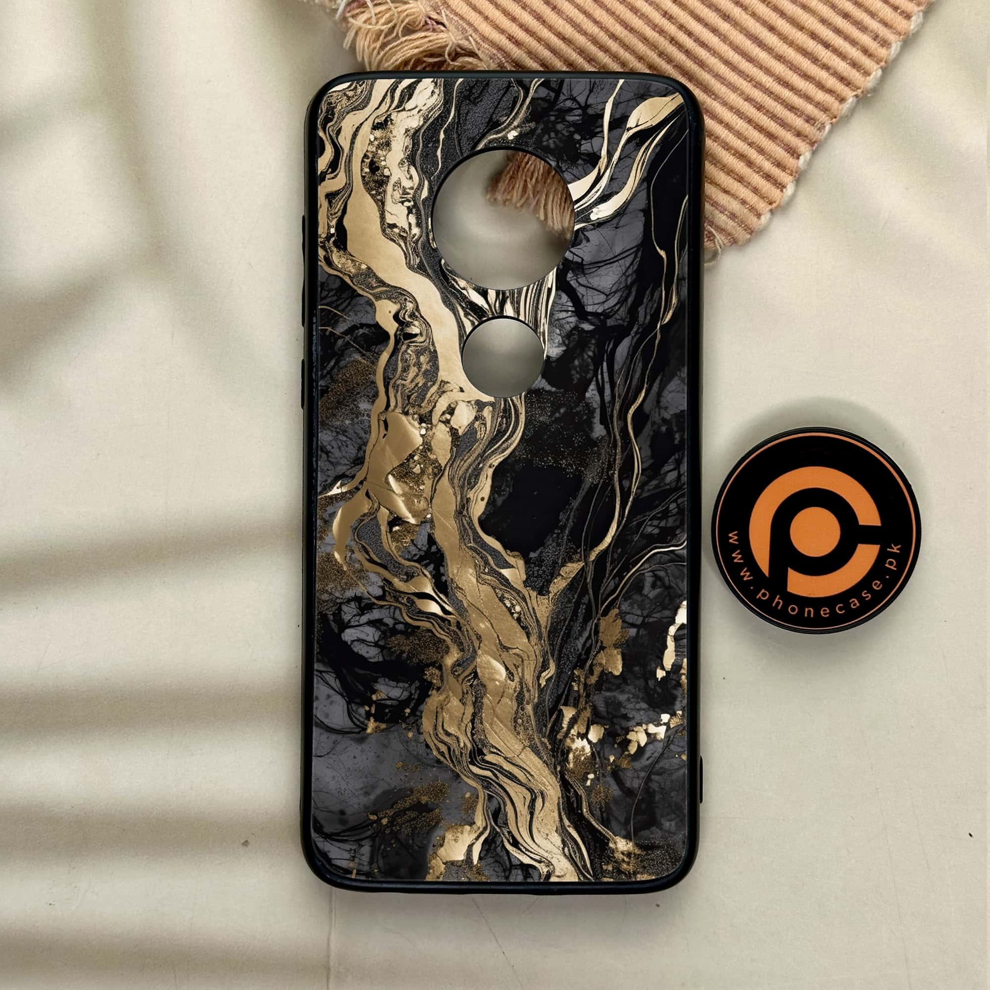 Moto G7 - Liquid Marble Series - Premium Printed Glass soft Bumper shock Proof Case