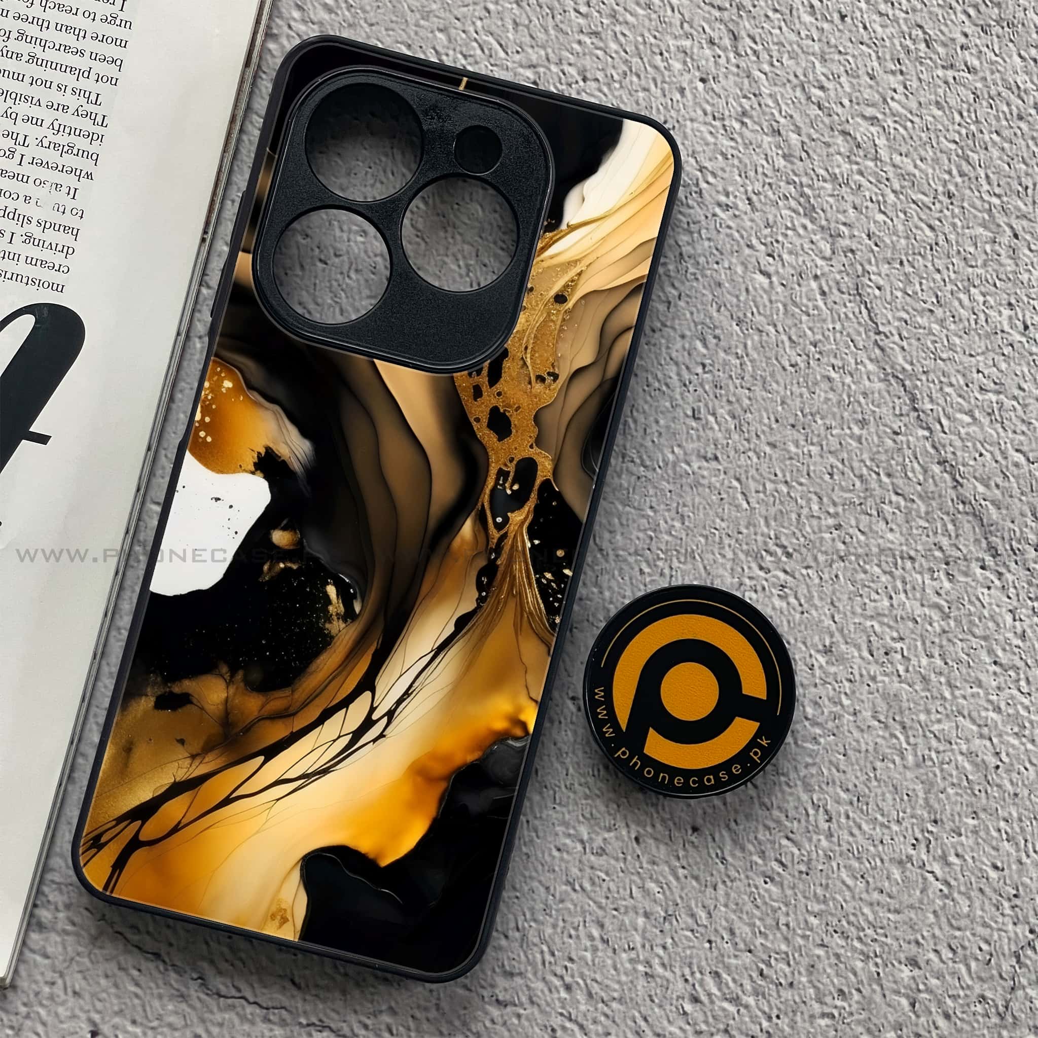 Tecno Spark 20C - Liquid Marble 2.0 Series - Premium Printed Glass soft Bumper shock Proof Case