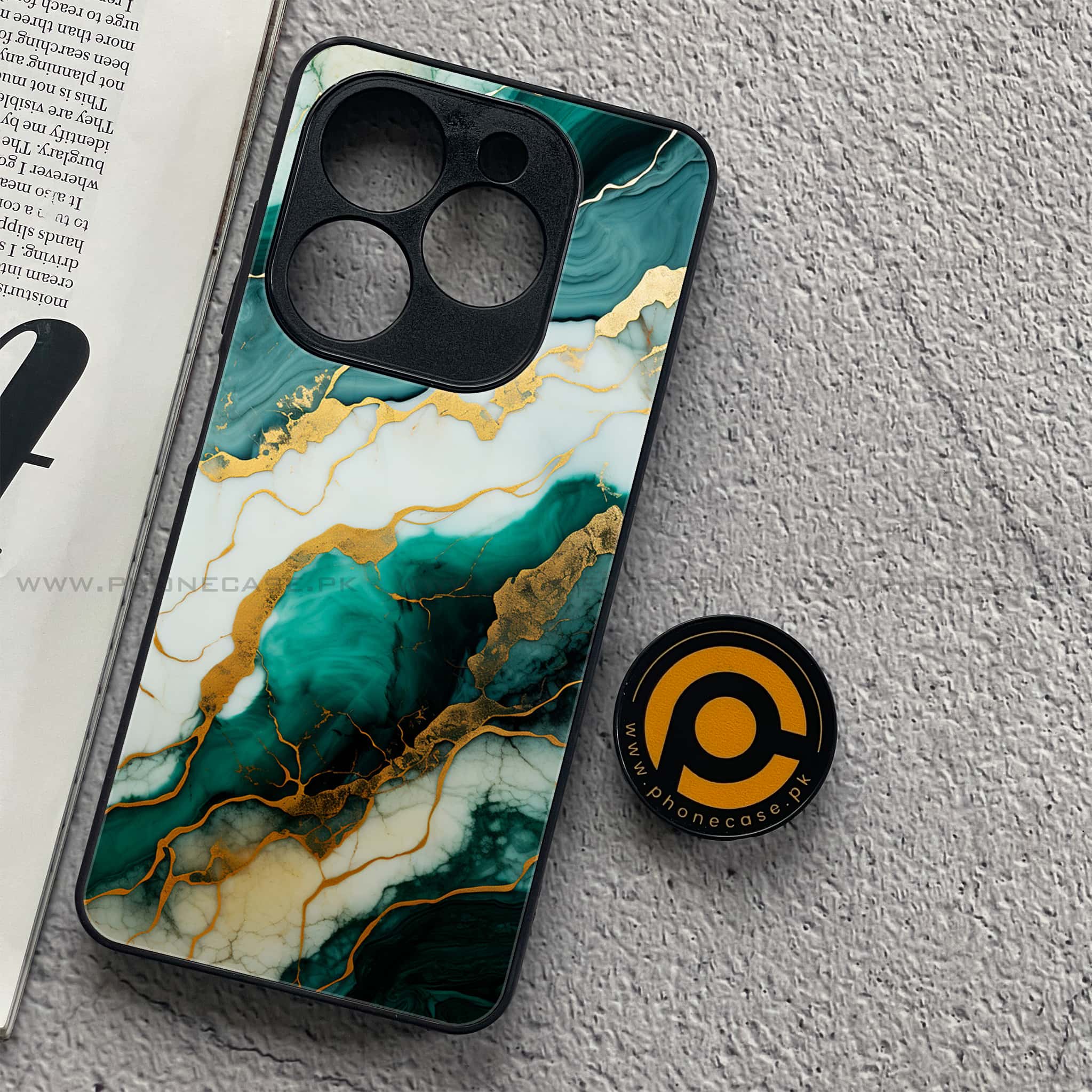Tecno Spark 20C - Liquid Marble 2.0 Series - Premium Printed Glass soft Bumper shock Proof Case